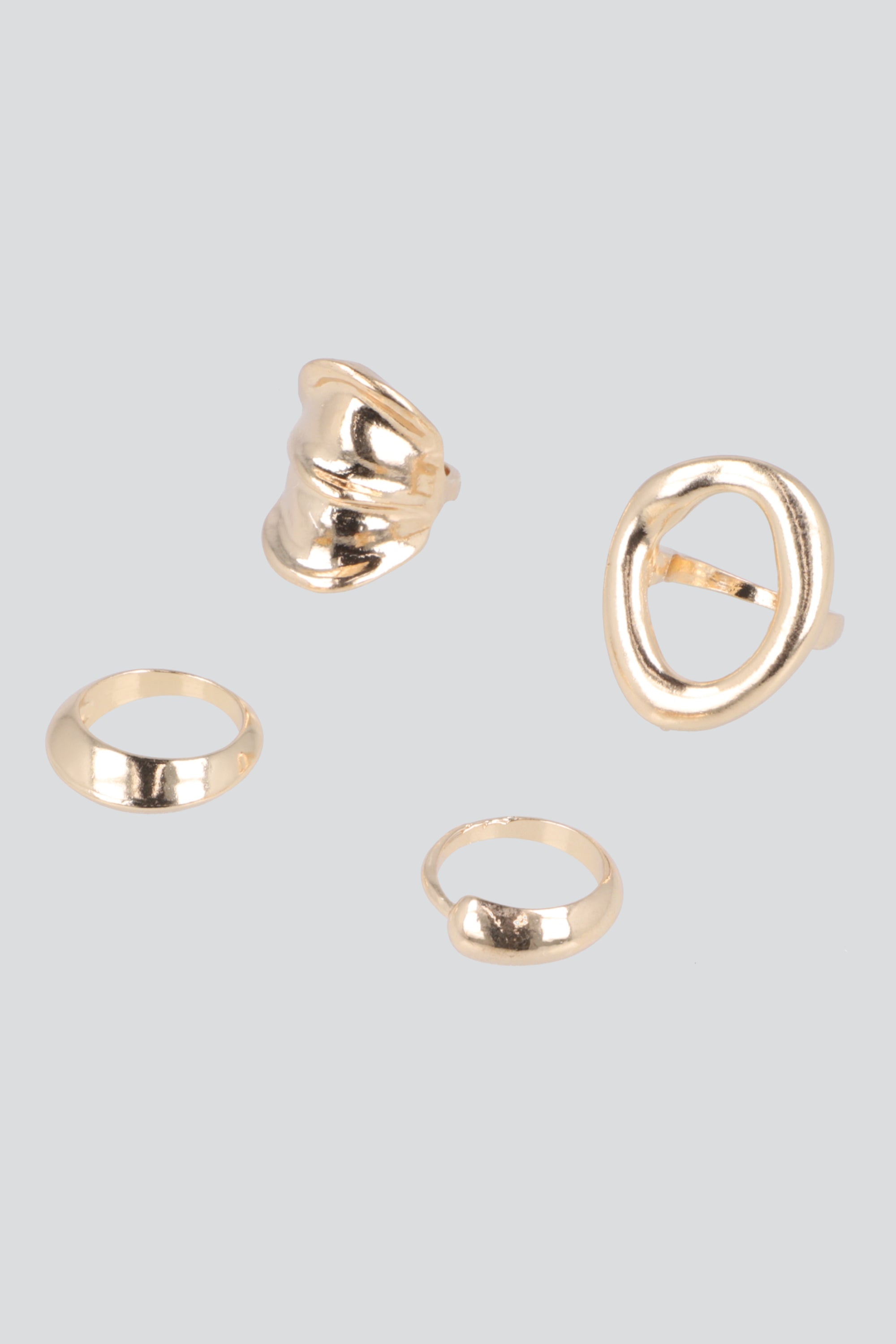 SET 4 ANILLOS FORMAS METALICA ORO