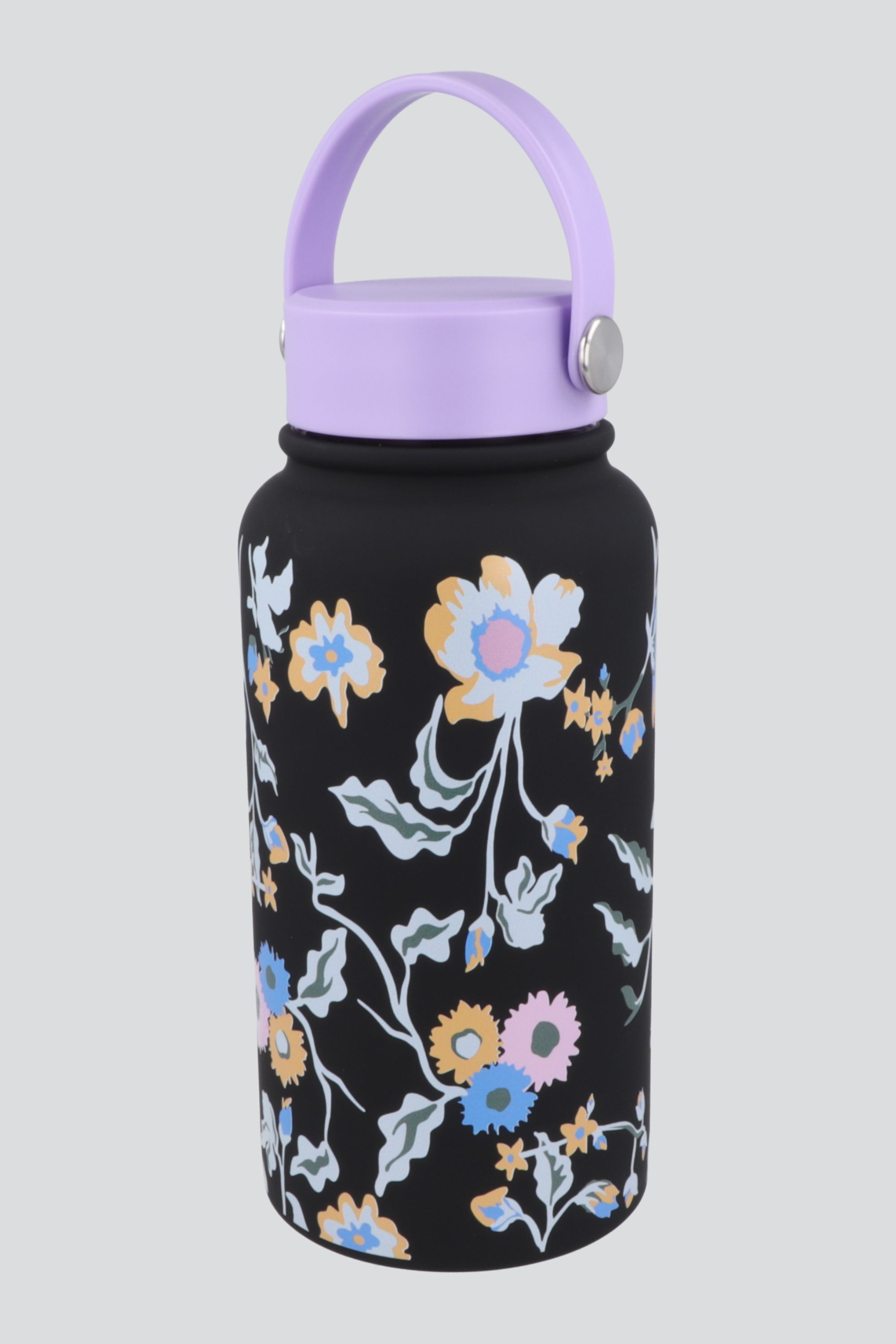 Termo print flores en contraste neon 800ml MORADO