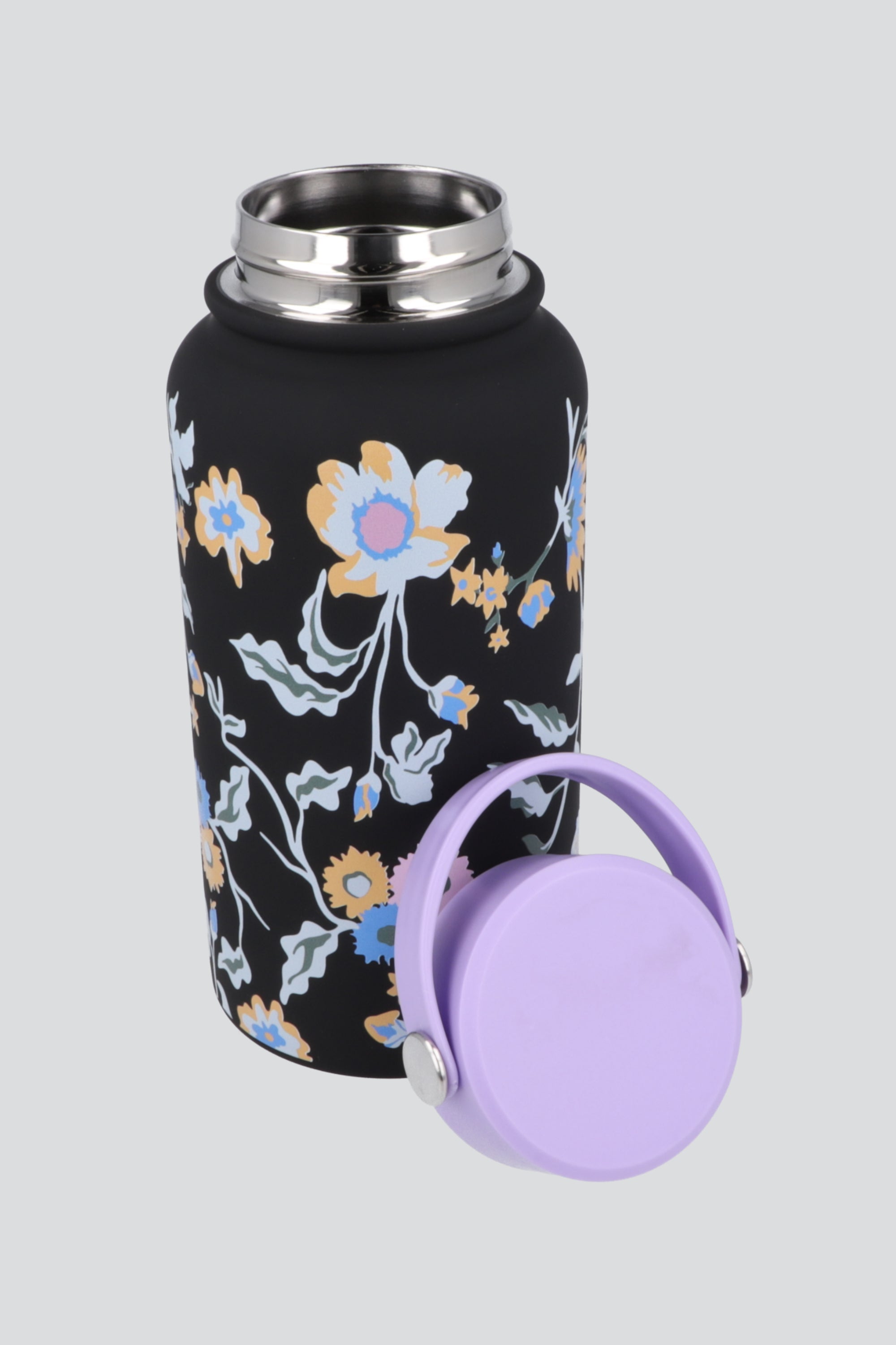 Termo print flores en contraste neon 800ml MORADO