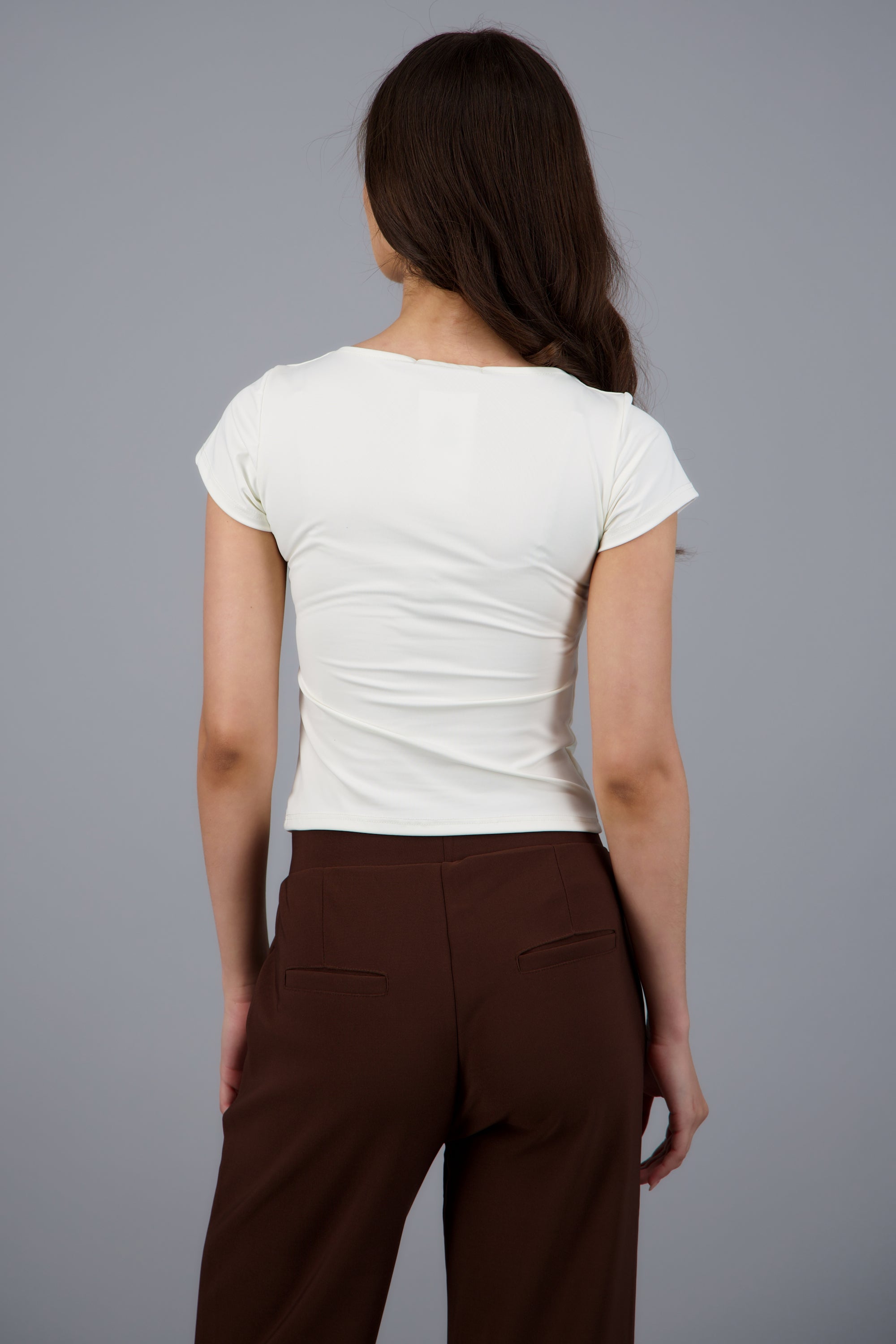 Top escote cuadrado con manga corta BLANCO
