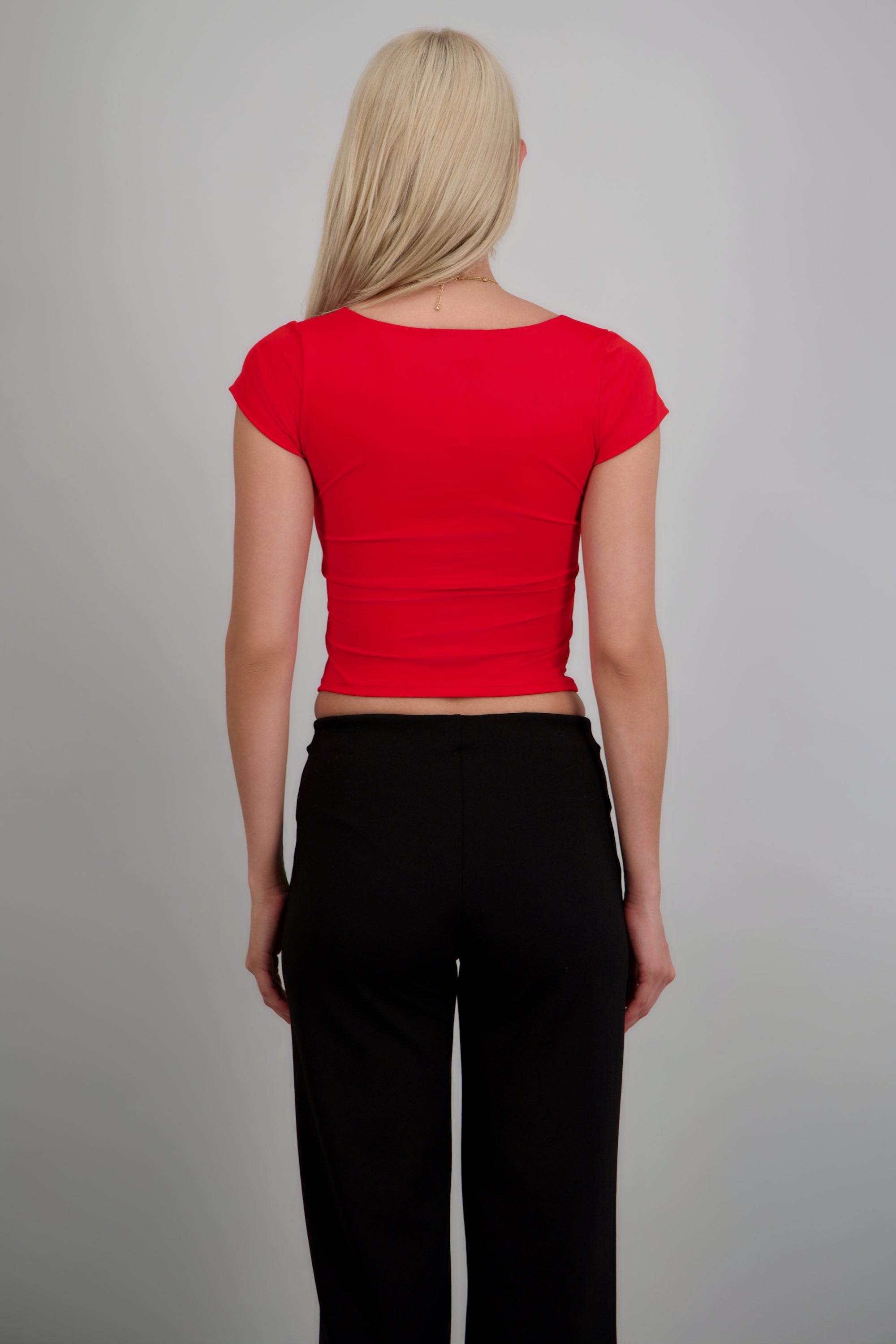 Top escote cuadrado con manga corta ROJO QUEMADO
