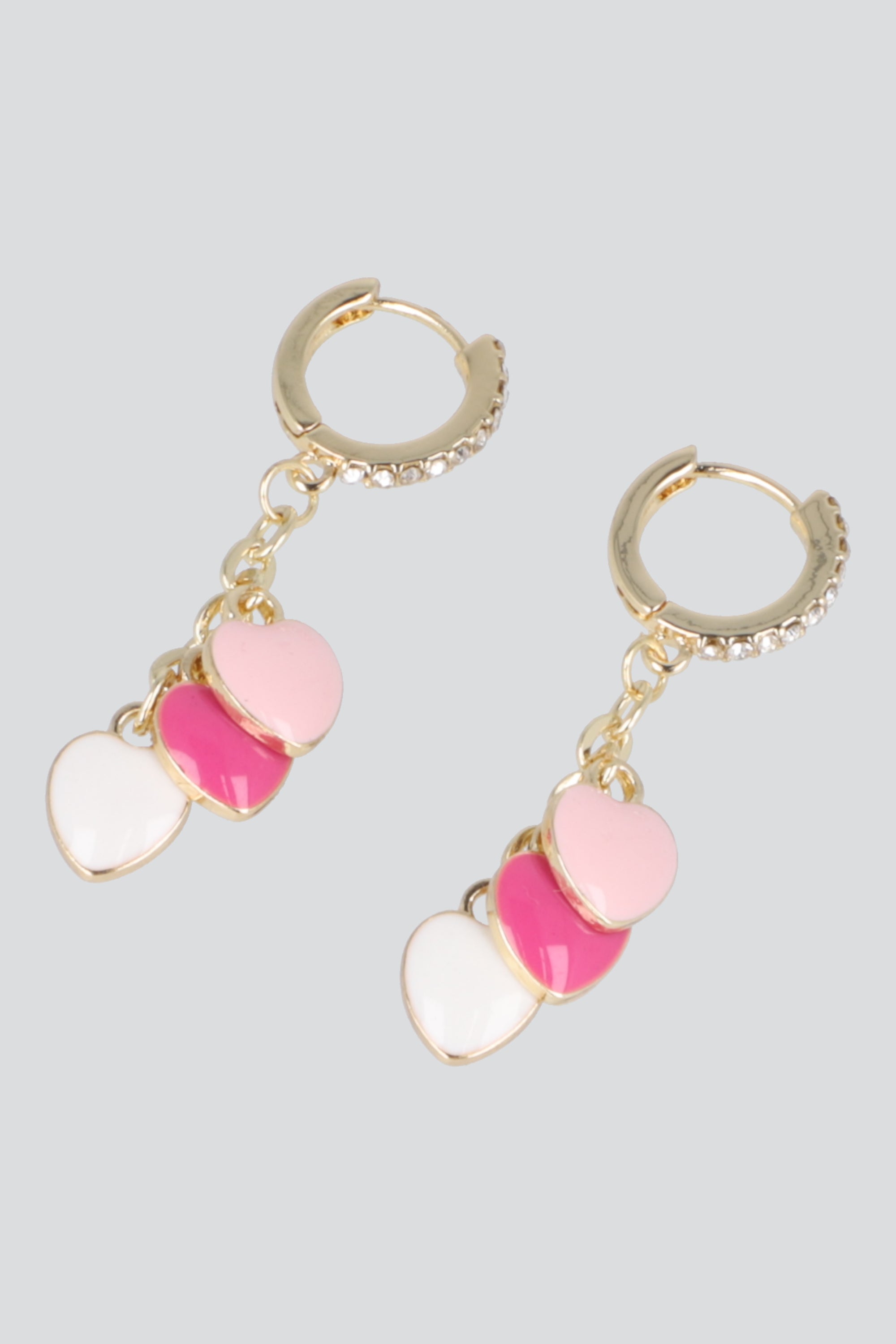 ARRACADAS TRIPLE CORAZON BRILLOS PQ ORO