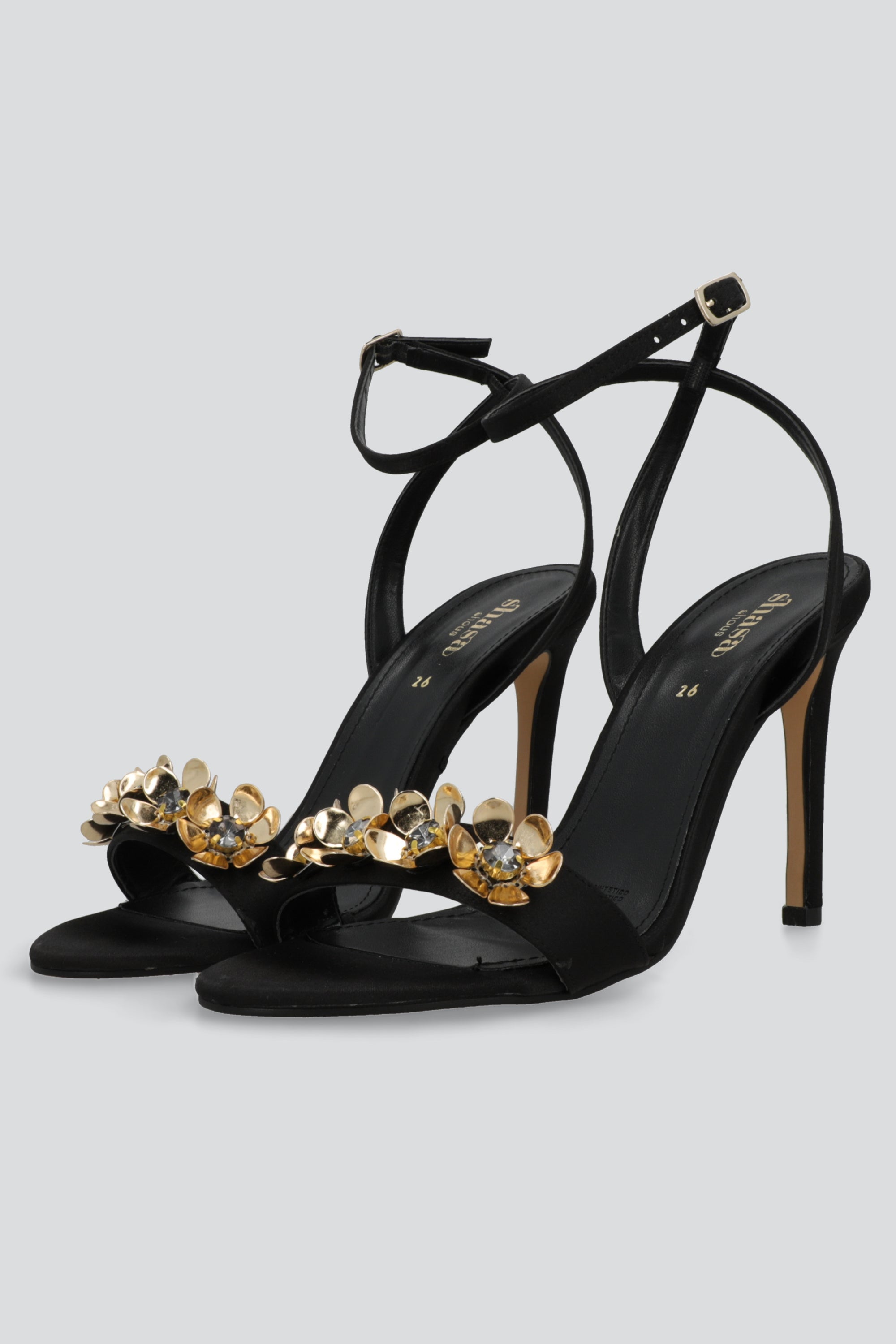 Tacon flores metalicas NEGRO