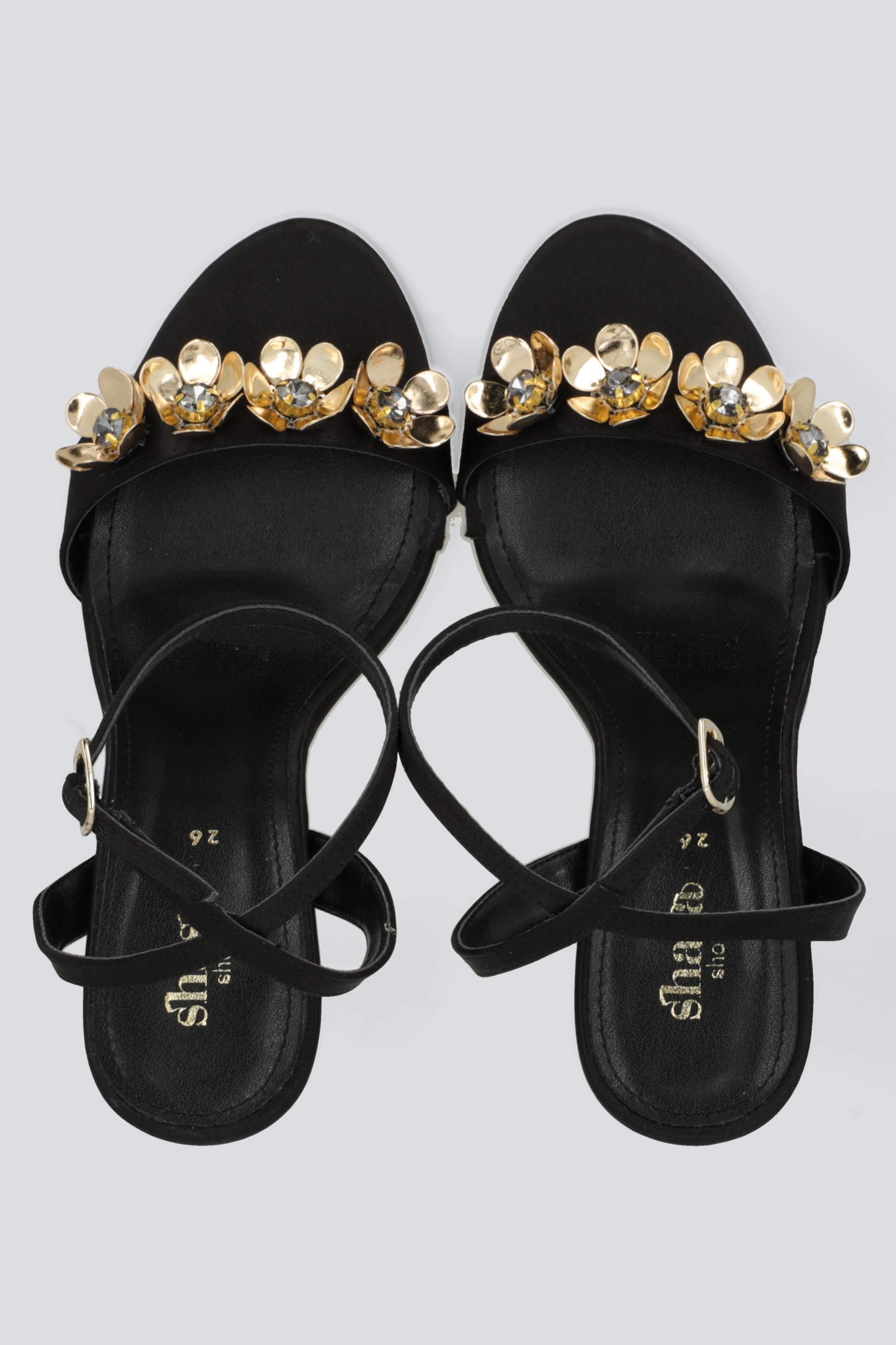 Tacon flores metalicas NEGRO