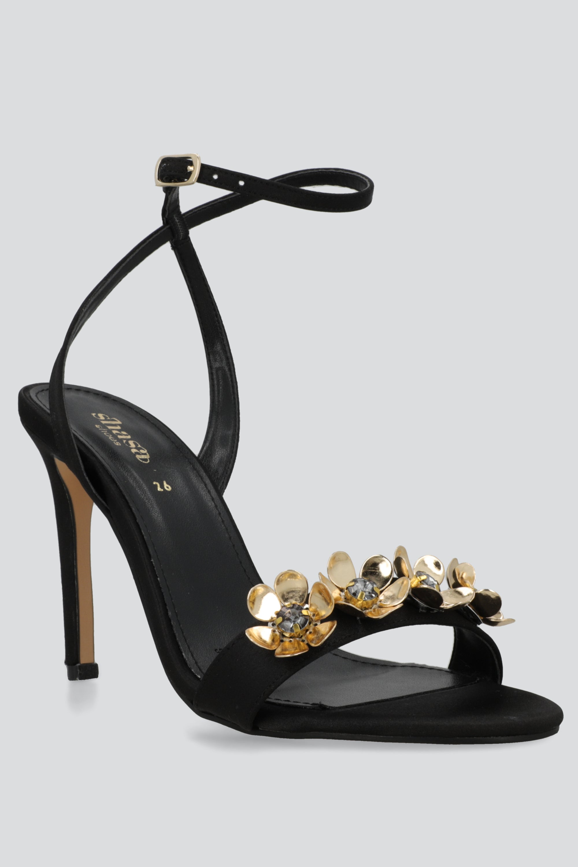 Tacon flores metalicas NEGRO