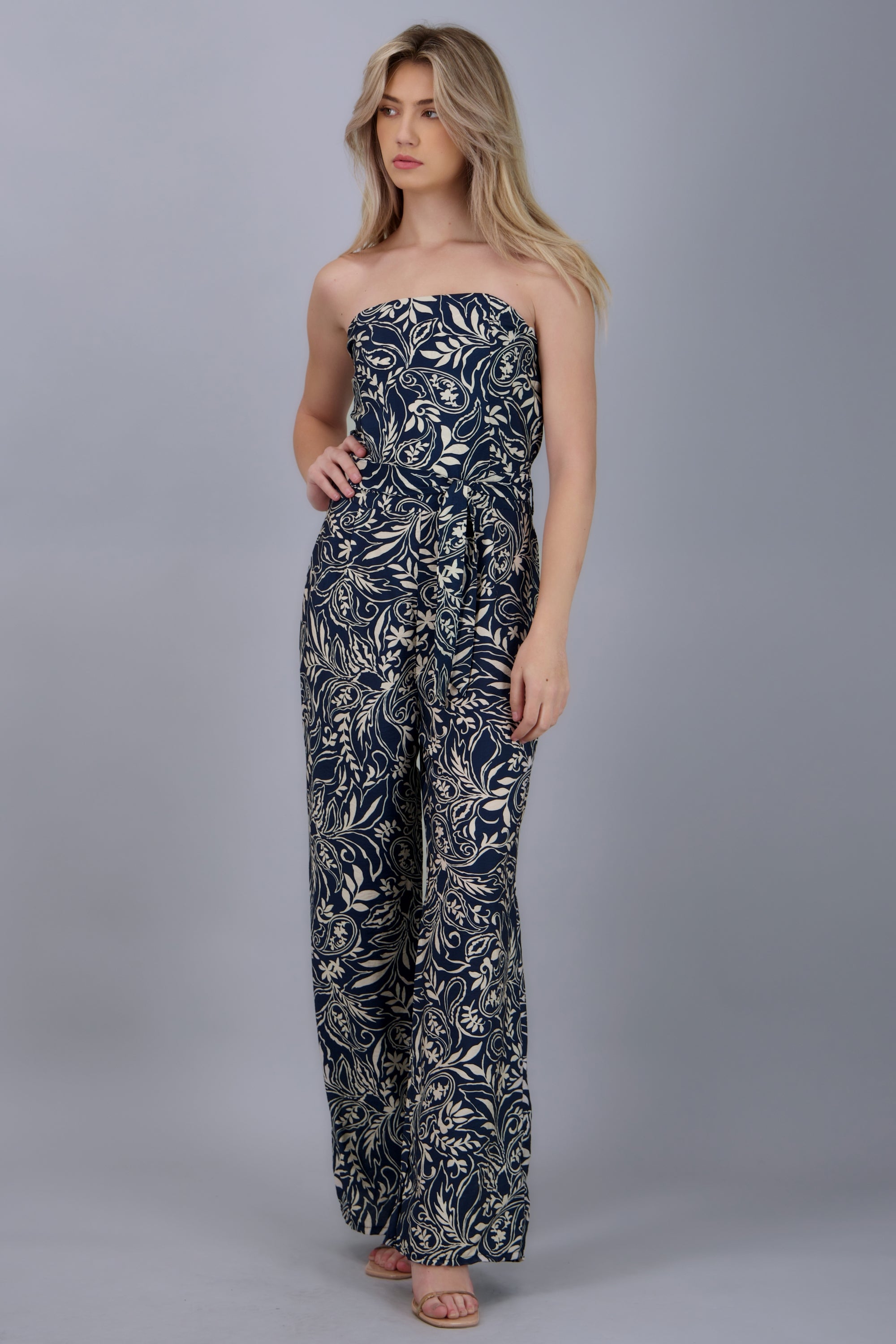 Jumpsuit strapless estampado paisley MARINO COMBO
