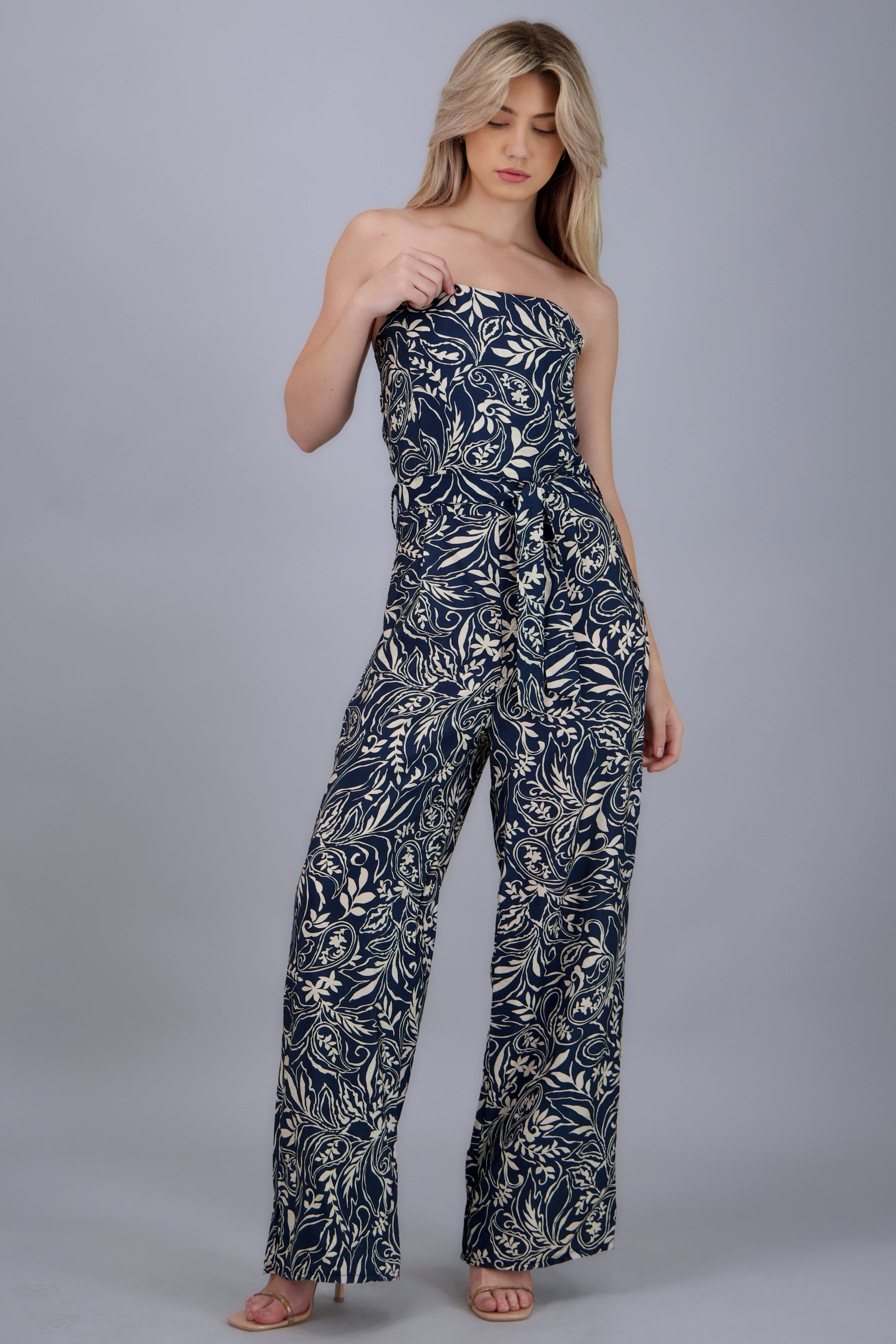 Jumpsuit strapless estampado paisley MARINO COMBO