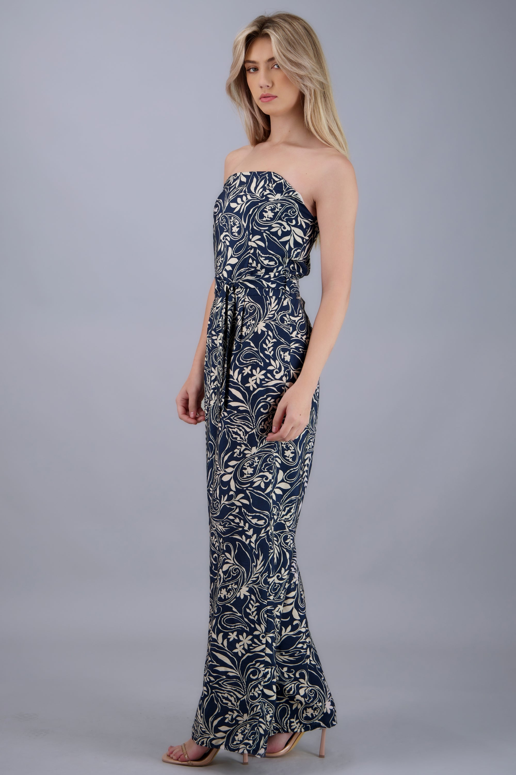 Jumpsuit strapless estampado paisley MARINO COMBO