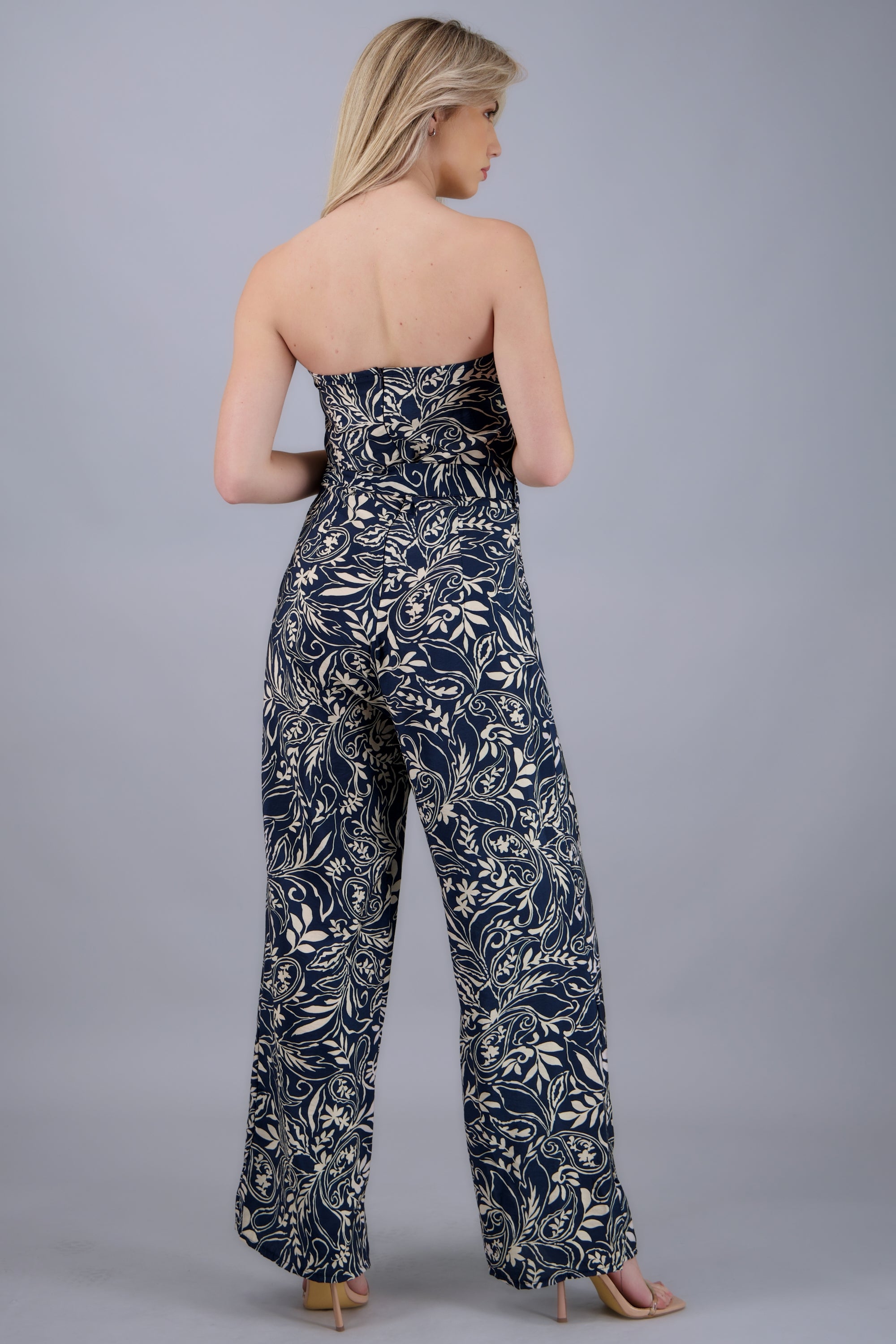 Jumpsuit strapless estampado paisley MARINO COMBO