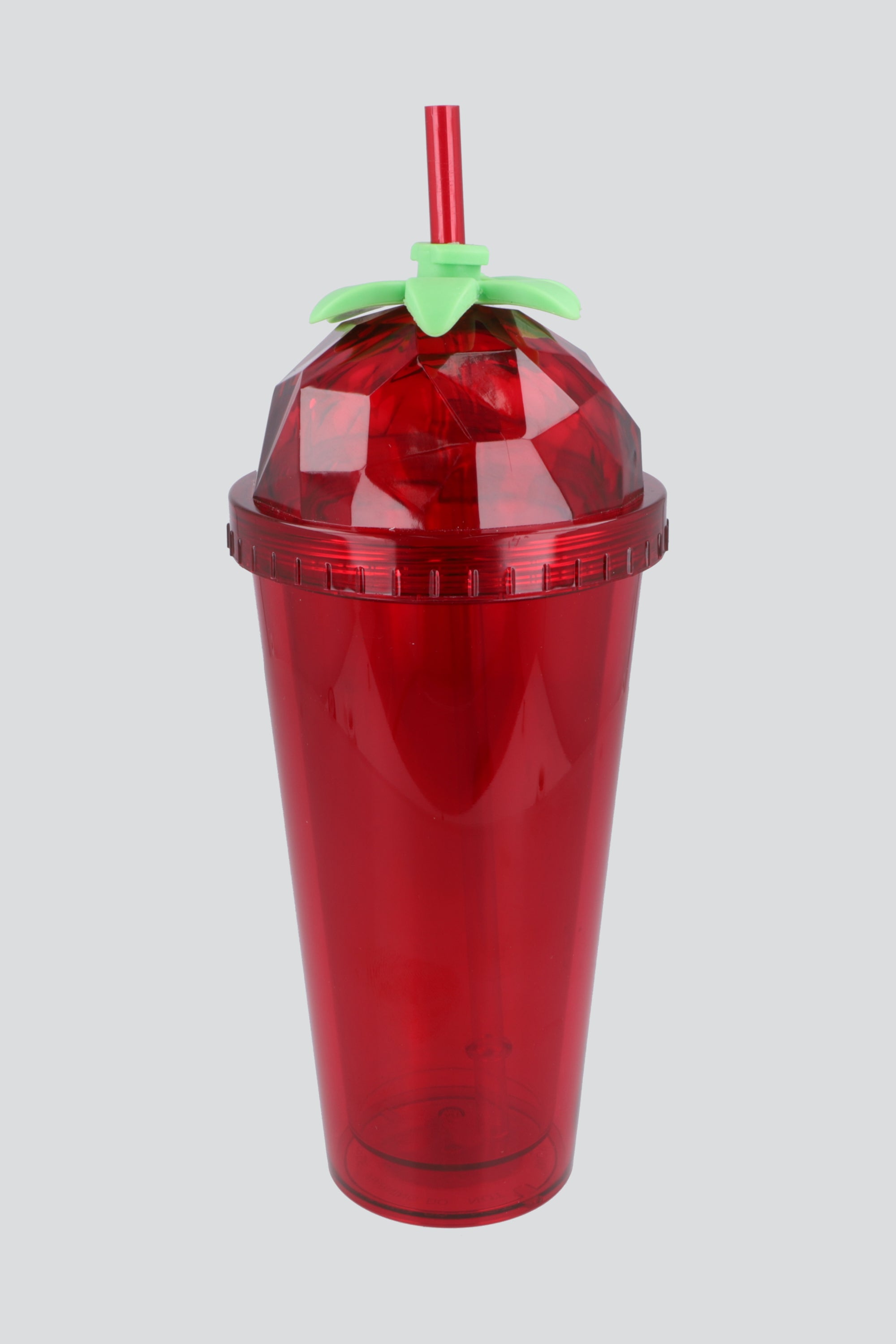 Vaso con popote tapa fresa ROJO