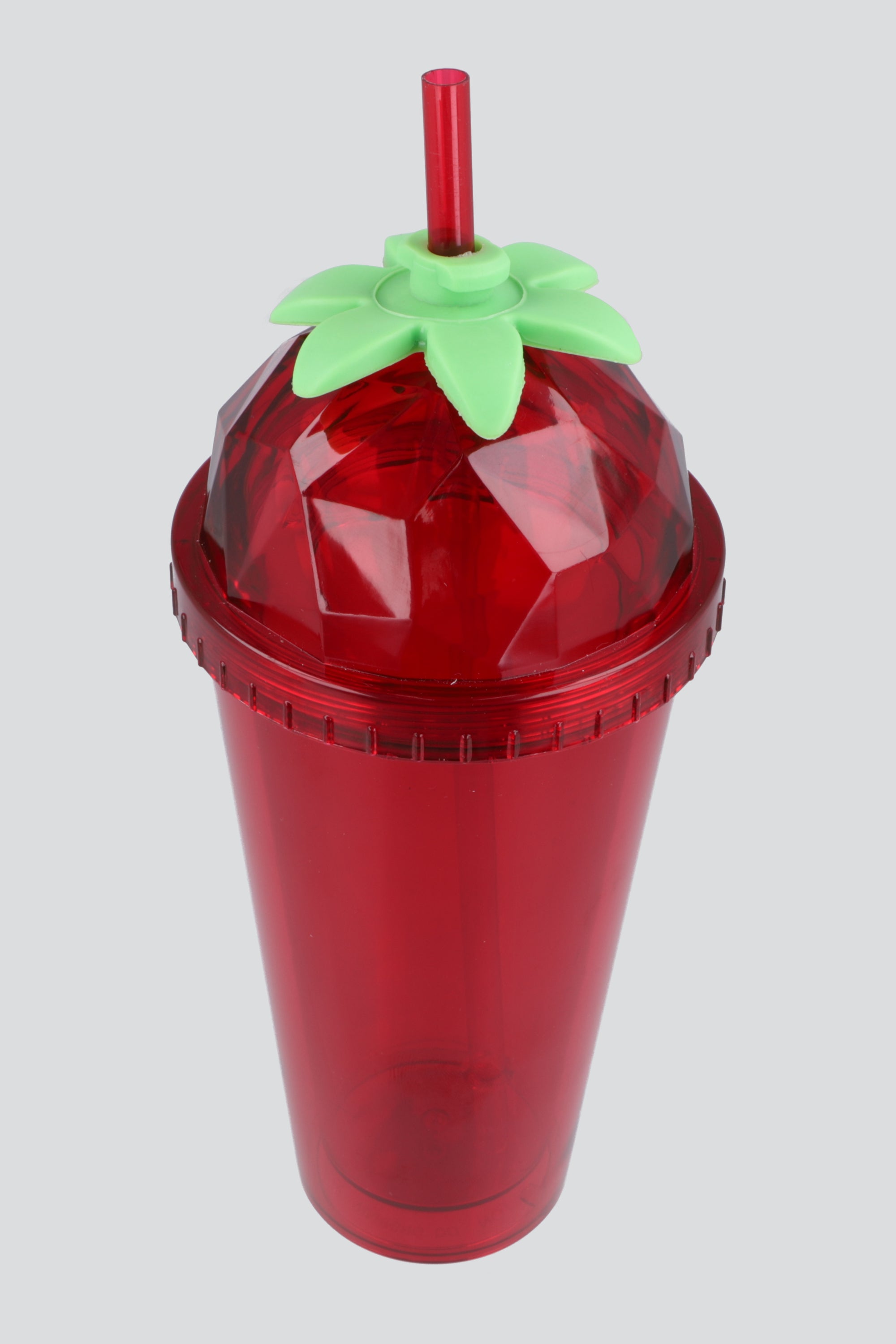 Vaso con popote tapa fresa ROJO