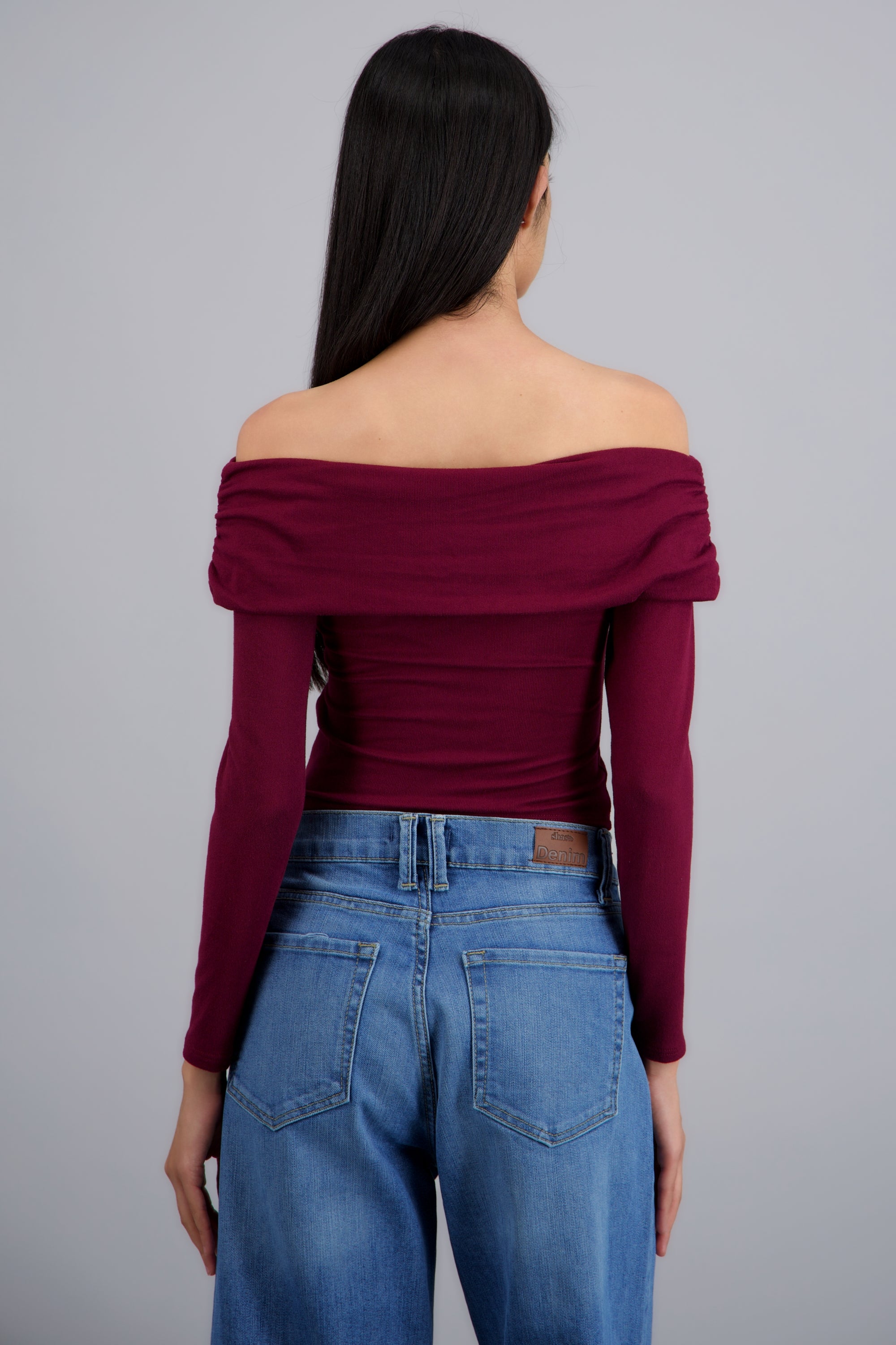 Top off shoulder de manga larga CIRUELA