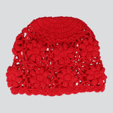 Beanie tejido flores 3d