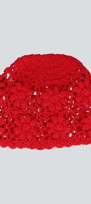Beanie tejido flores 3d