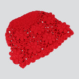 Beanie tejido flores 3d