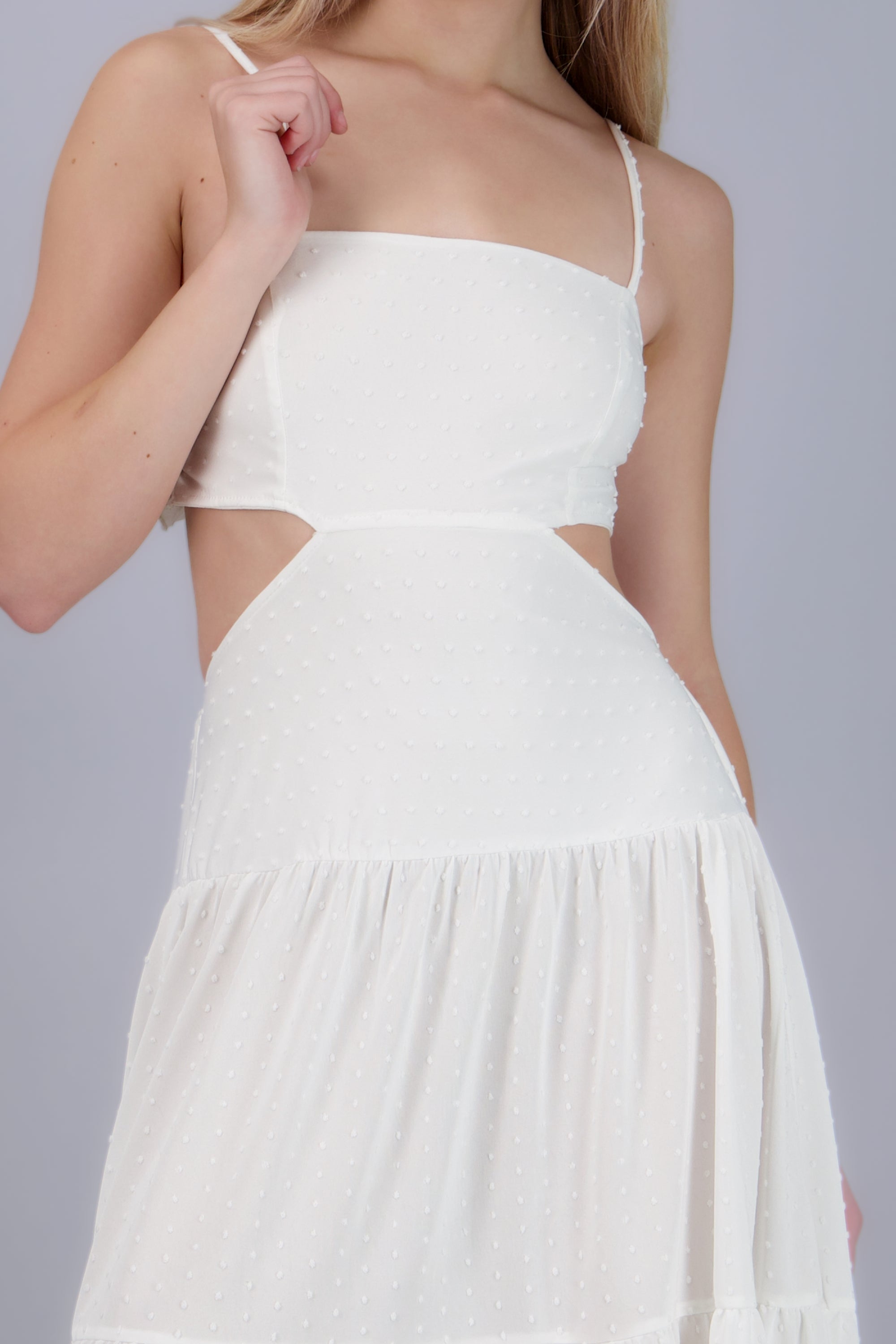 Vestido maxi tirantes olanes BLANCO