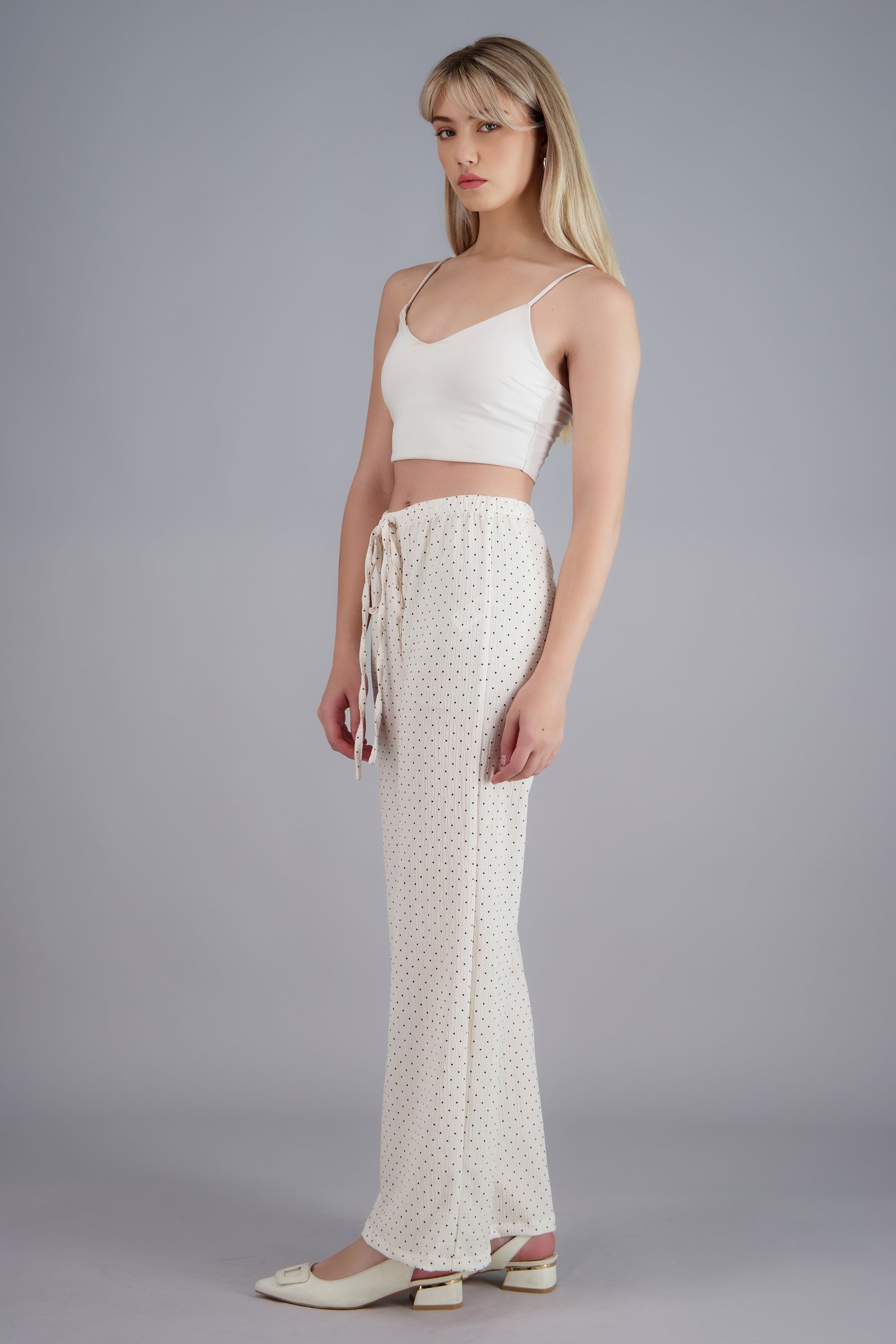 Pantalon fluido polka dots HUESO COMBO