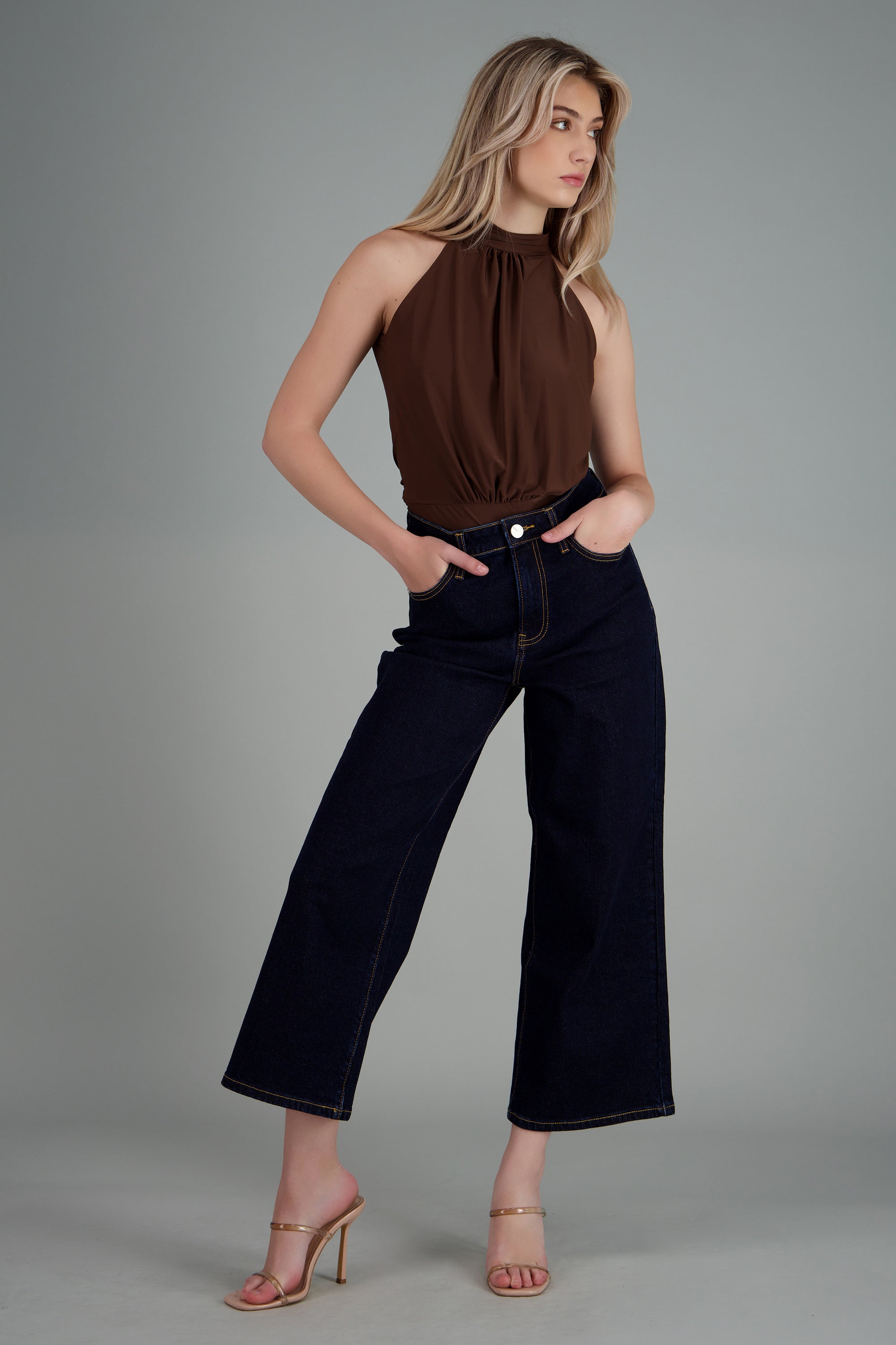 Body halter drapeado CAFE