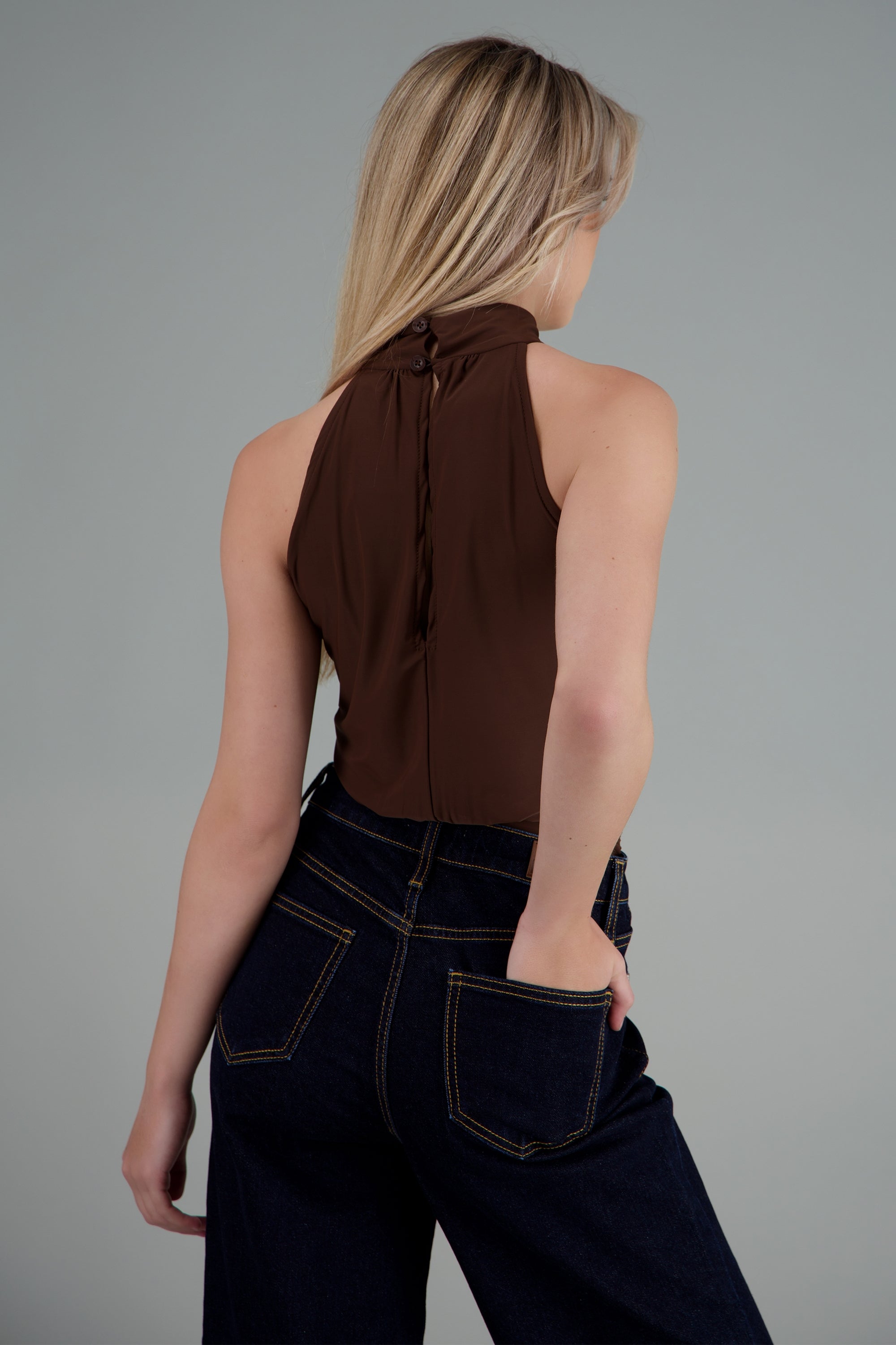 Body halter drapeado CAFE