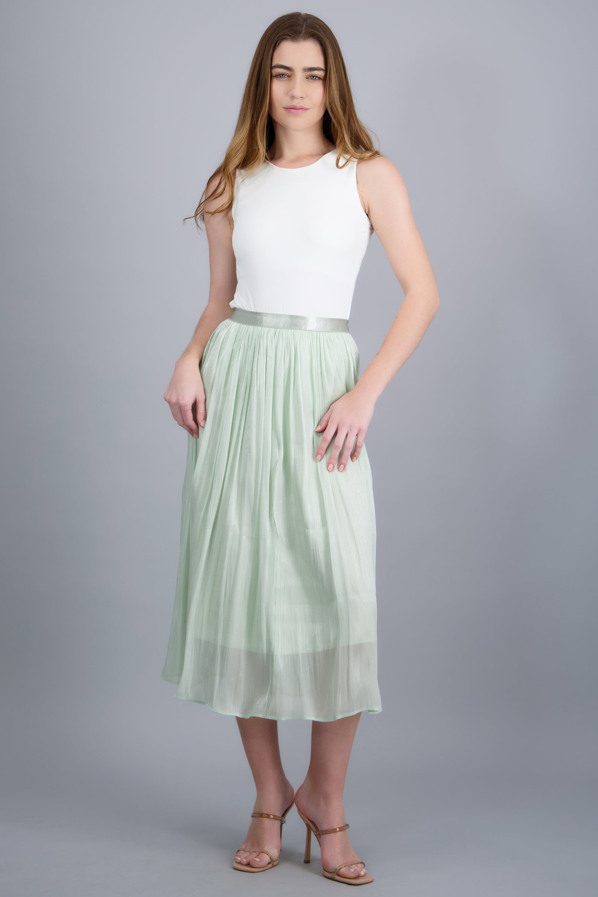 Falda midi plisada iridiscente MENTA