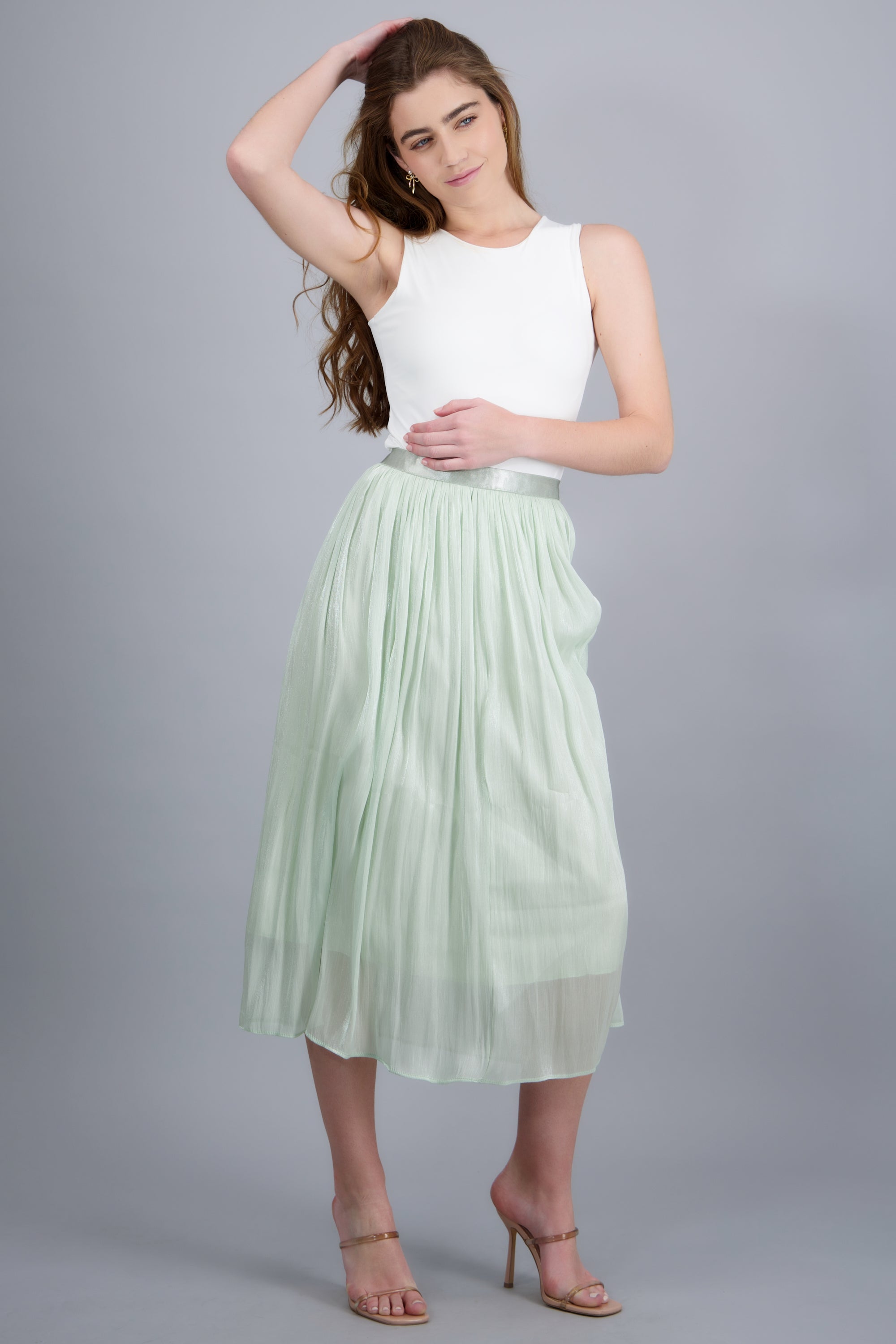 Falda midi plisada iridiscente MENTA