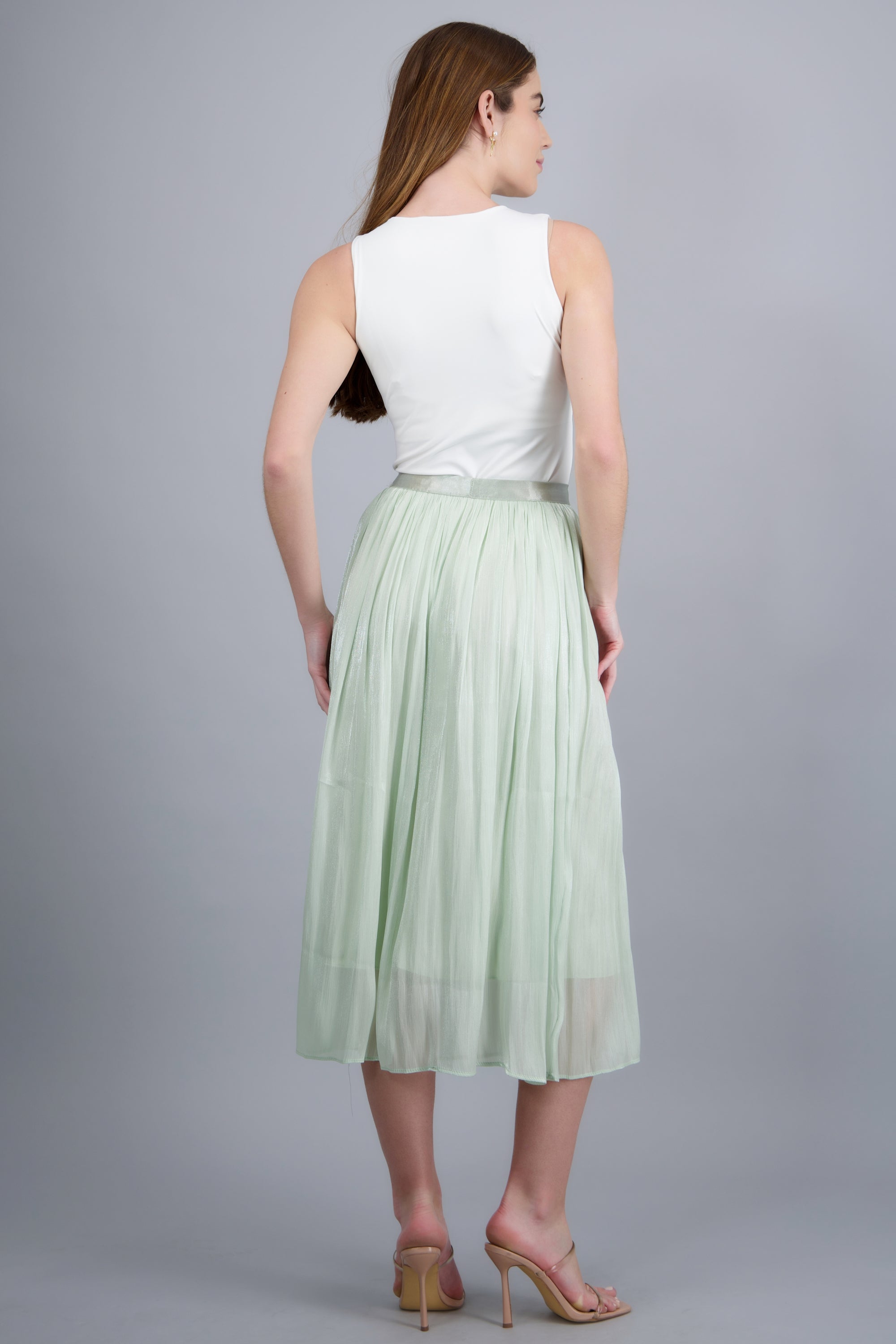 Falda midi plisada iridiscente MENTA