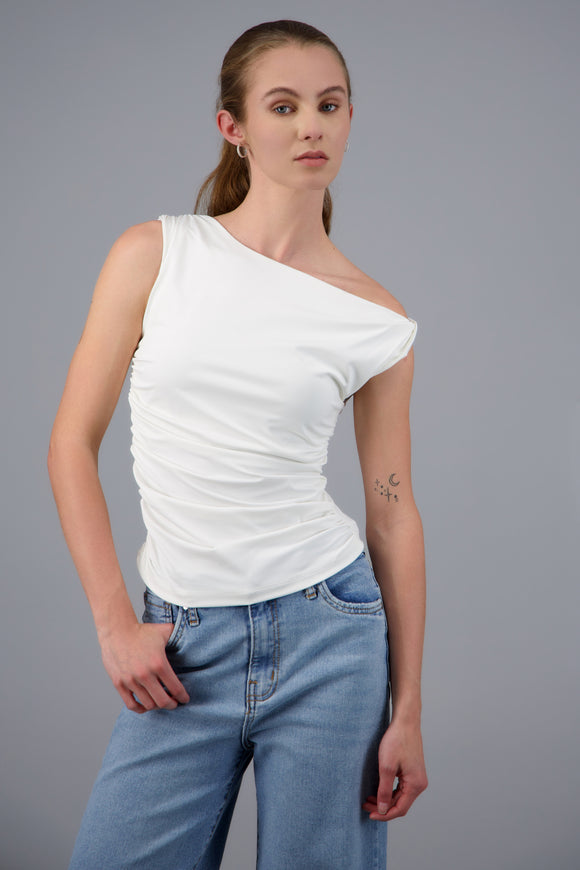 Top asimetrico drapeado