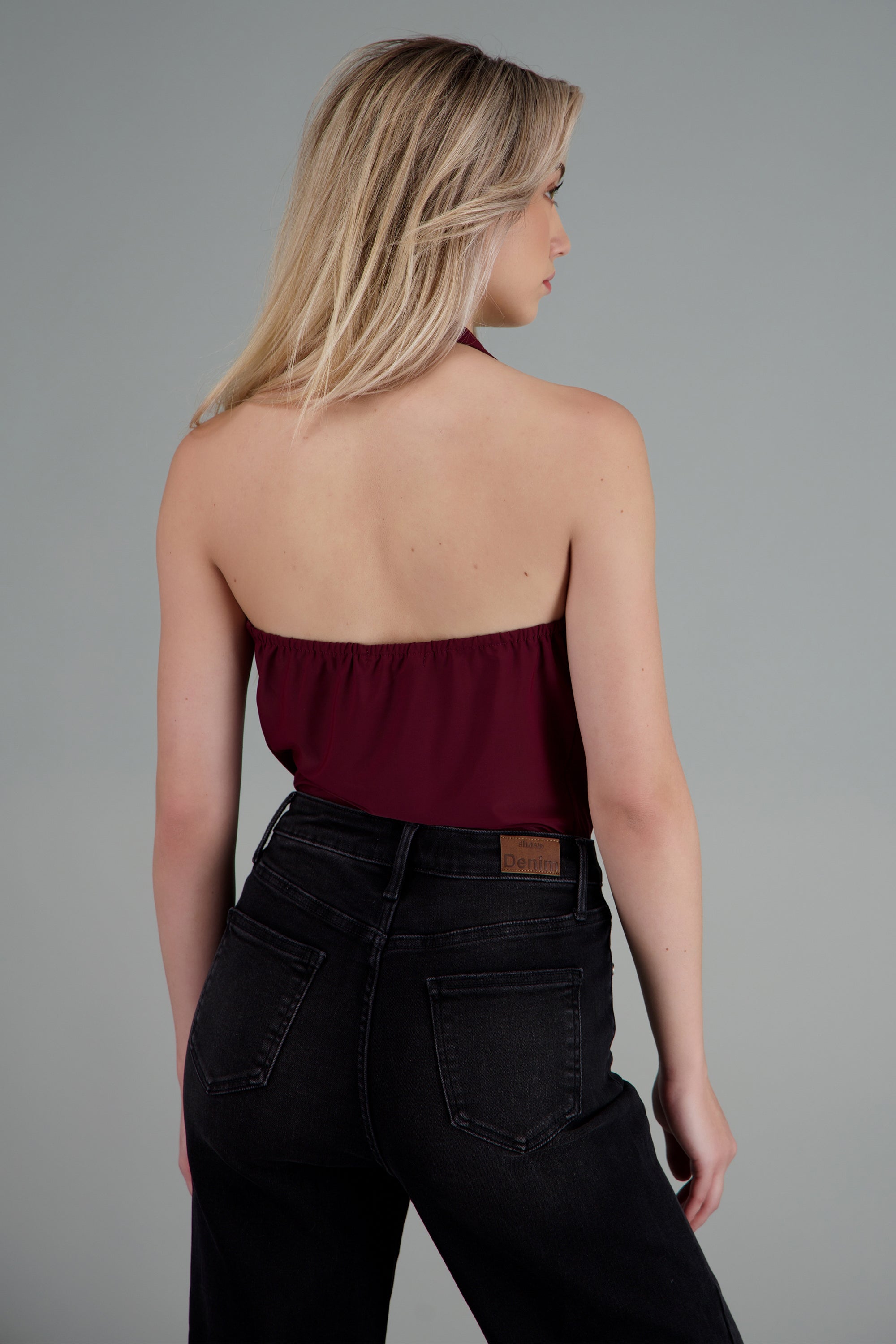 Top cuello cascada halter VINO