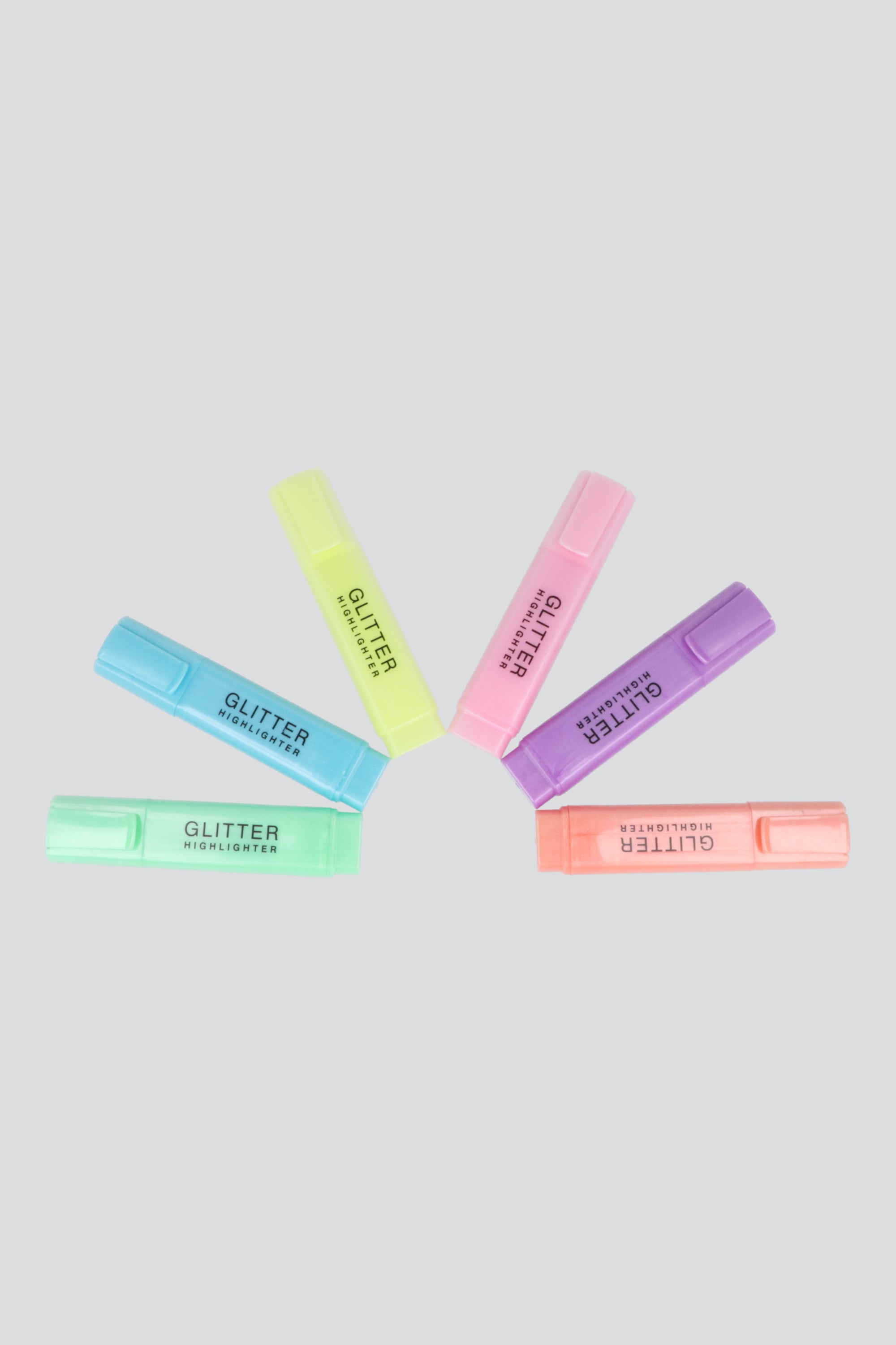 Set 6 marcatextos efecto glitter MULTICOLOR