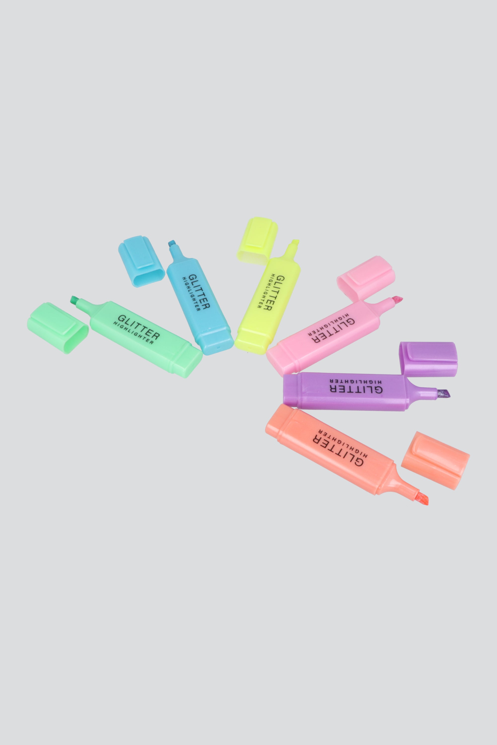 Set 6 marcatextos efecto glitter MULTICOLOR
