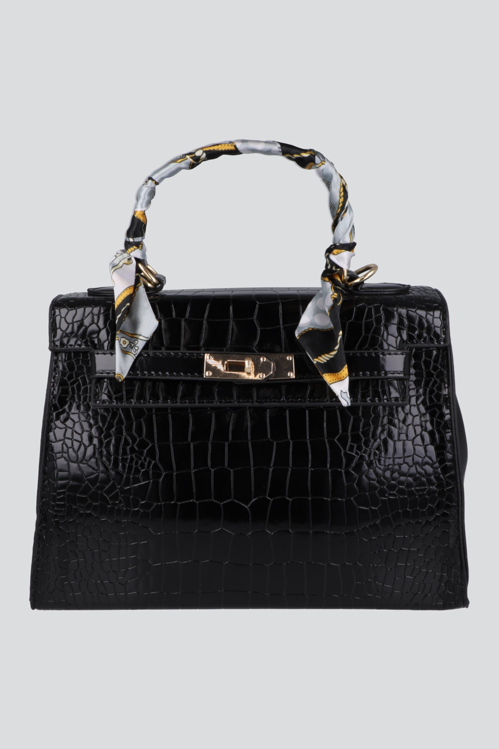 Bolsa grande croco pañuelo NEGRO