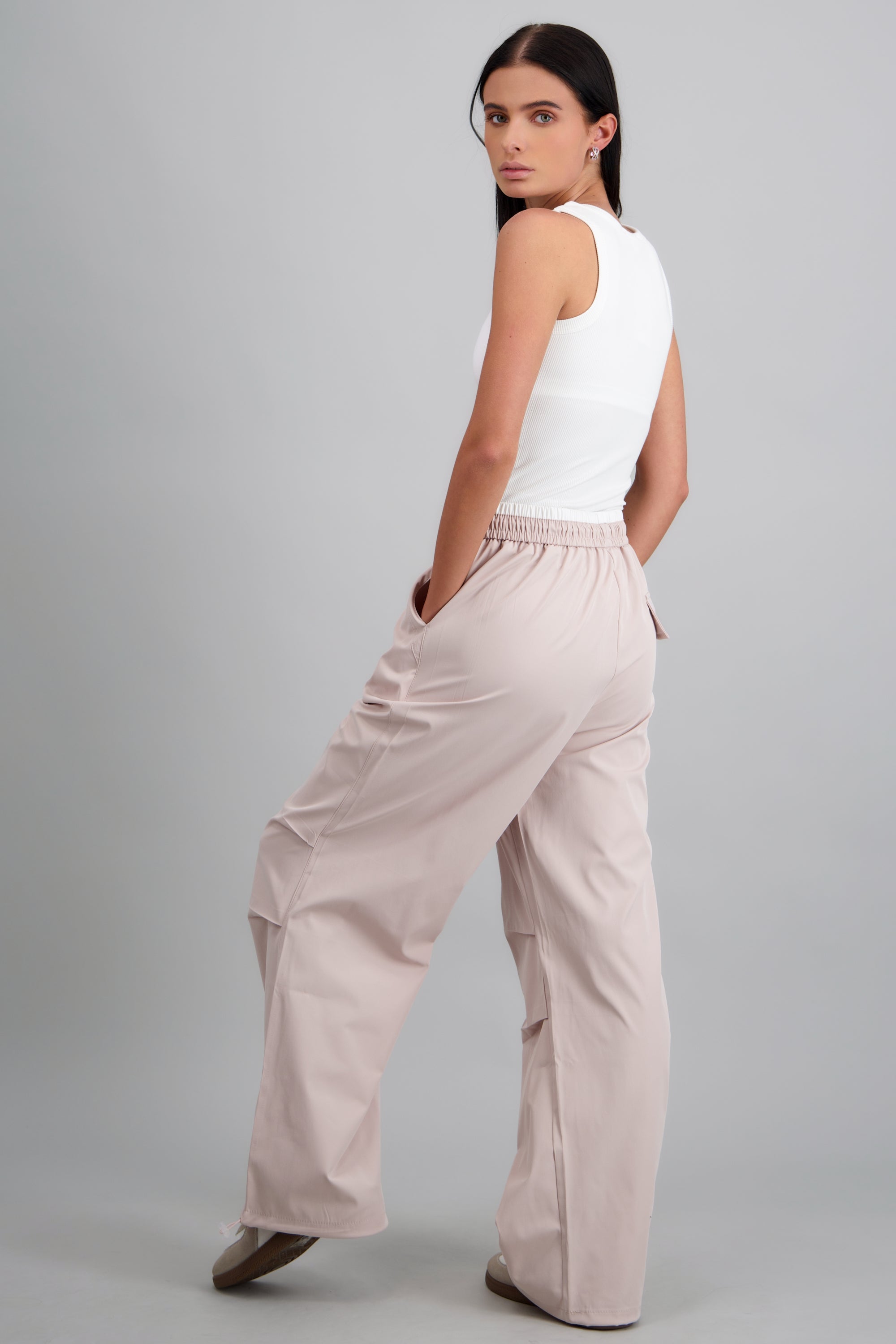 Pantalón de doble pretina con jareta ROSA PASTEL