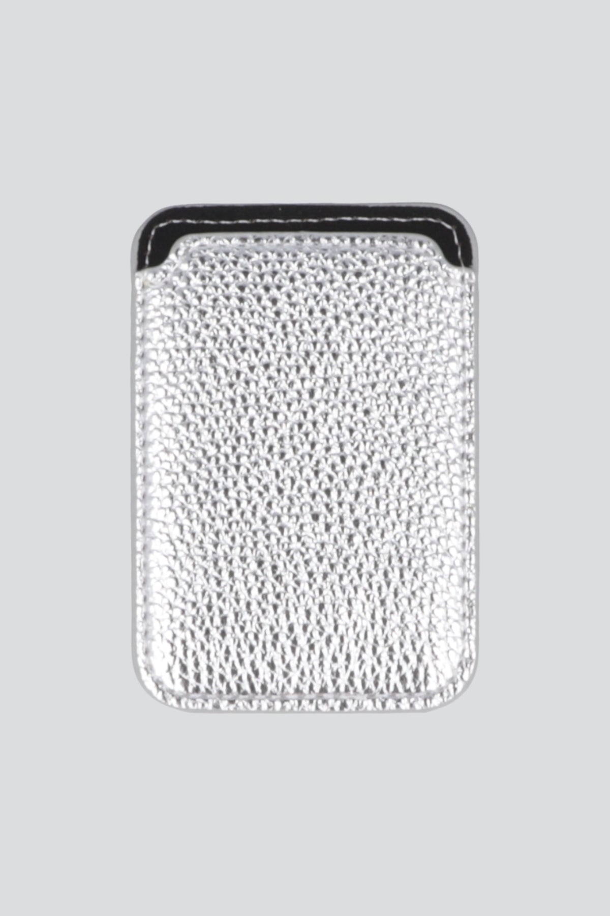 Tarjetero para cel pu metálico PLATA