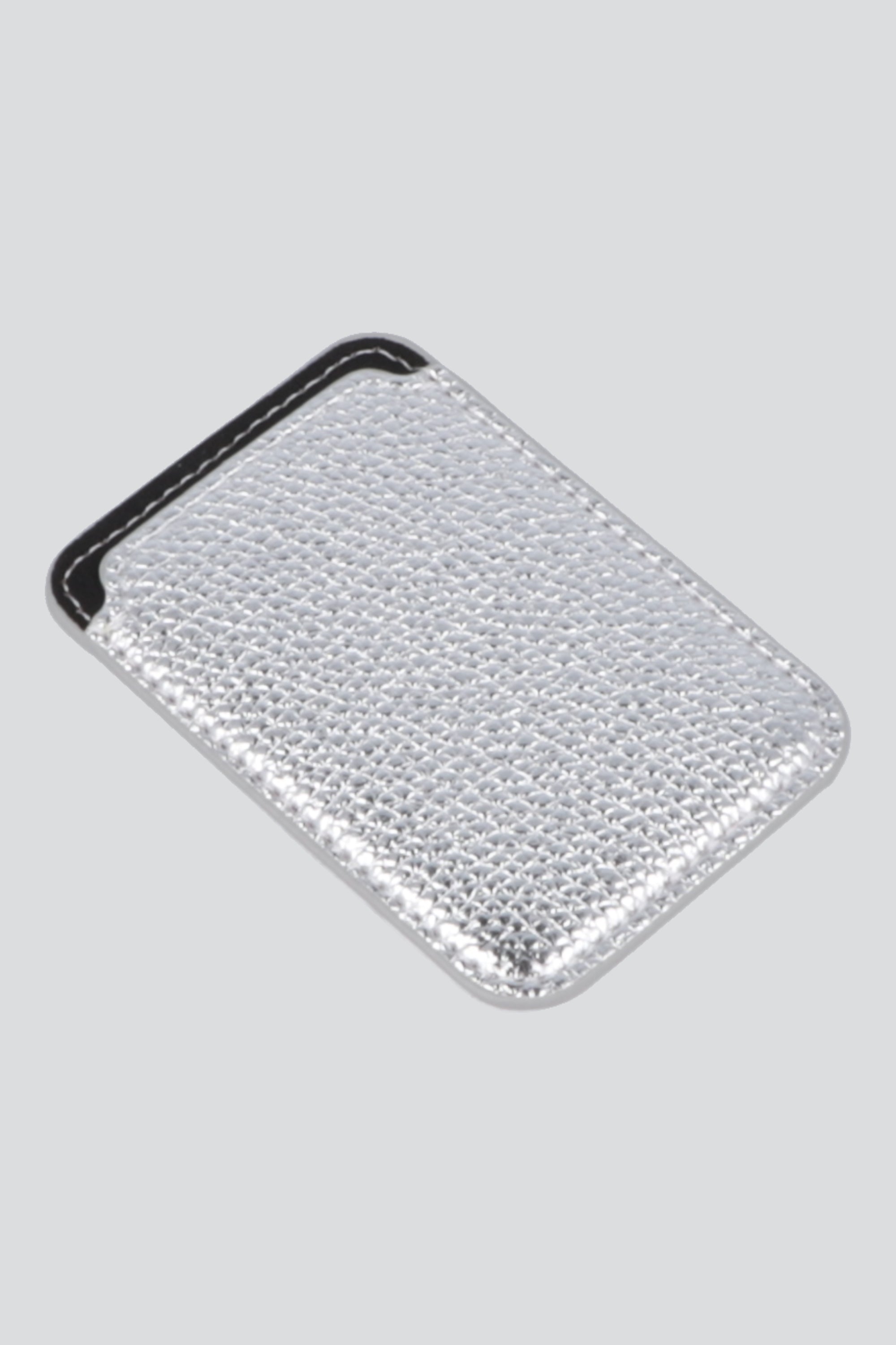 Tarjetero para cel pu metálico PLATA