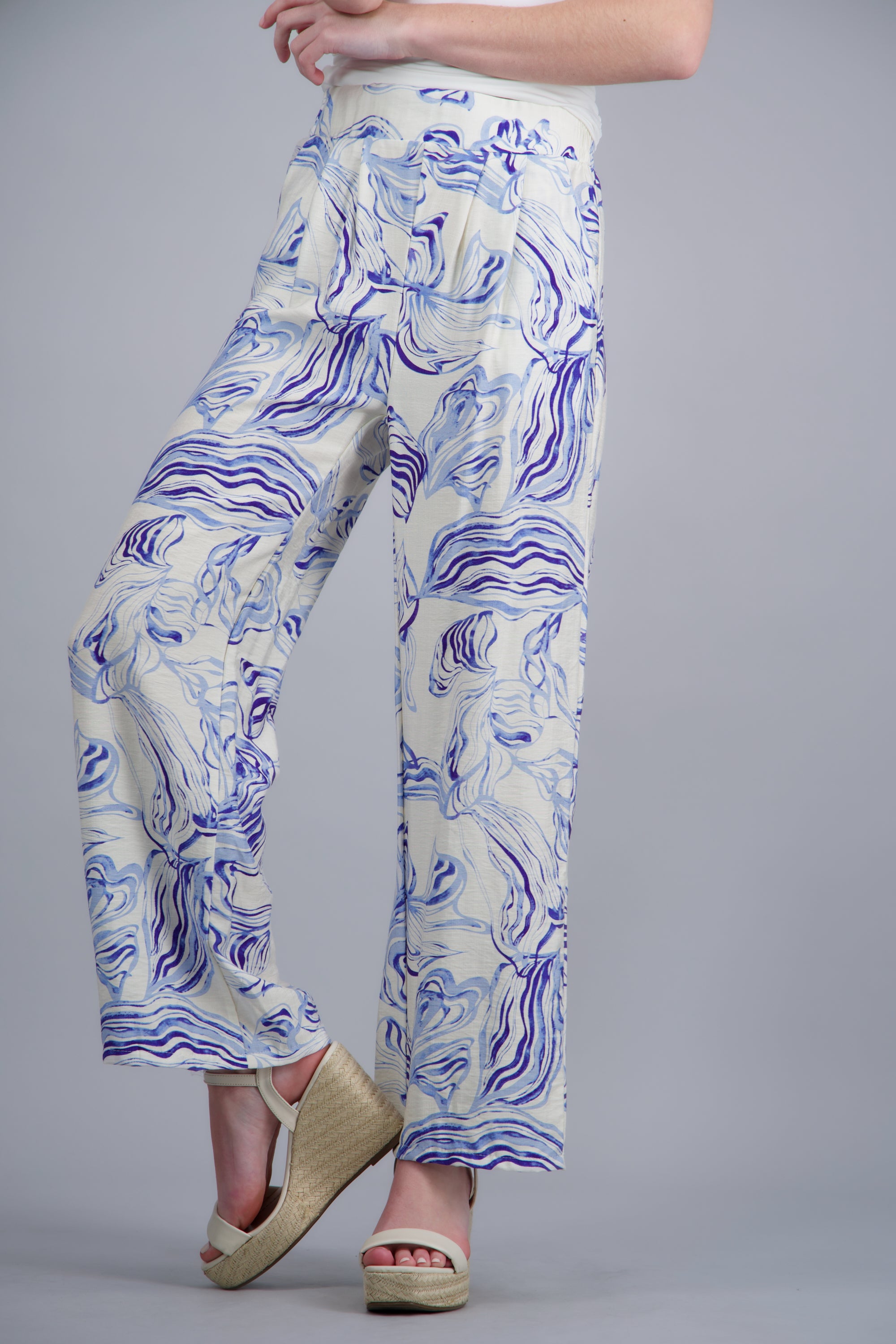 Pantalón wide leg estampado AZUL
