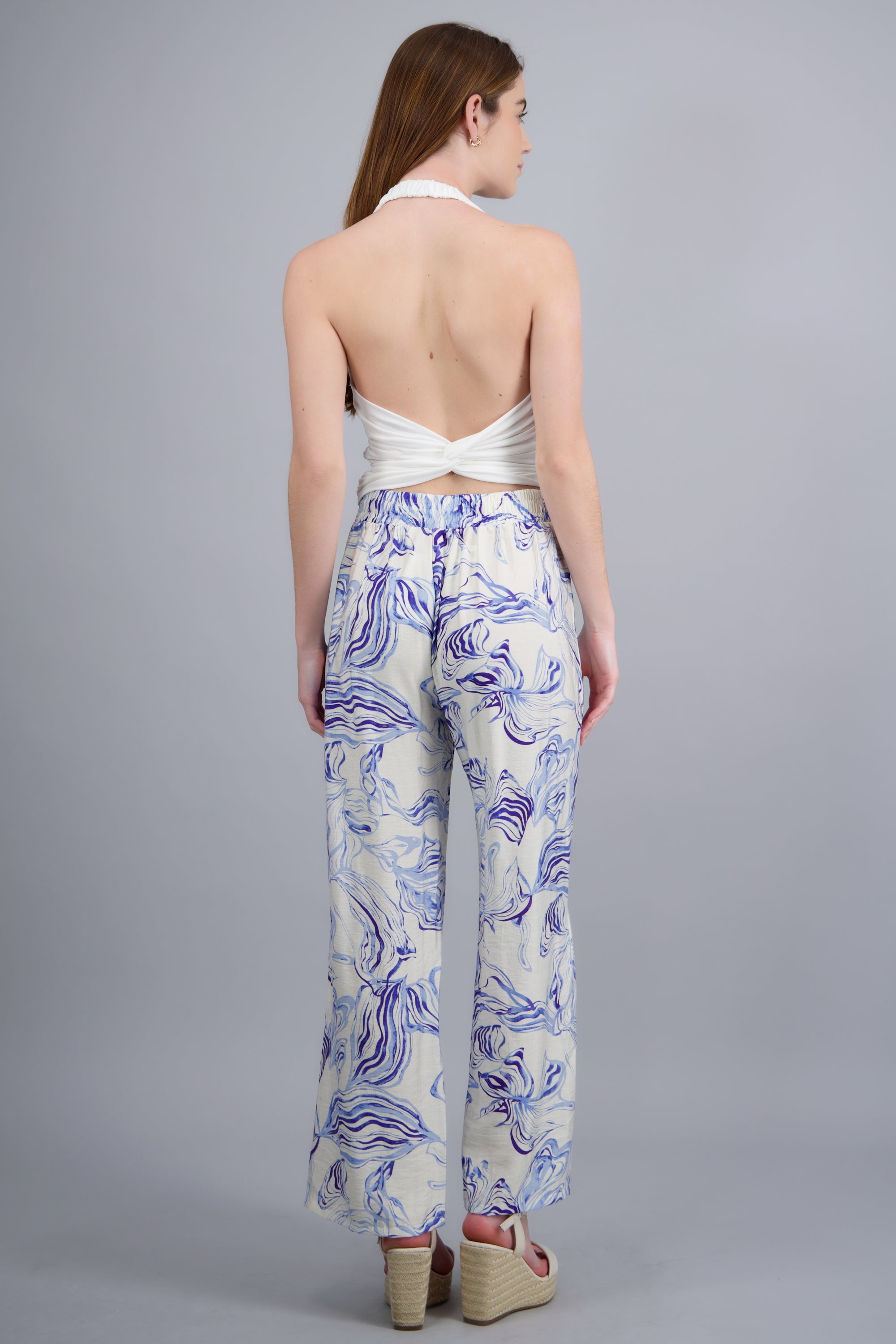 Pantalón wide leg estampado AZUL