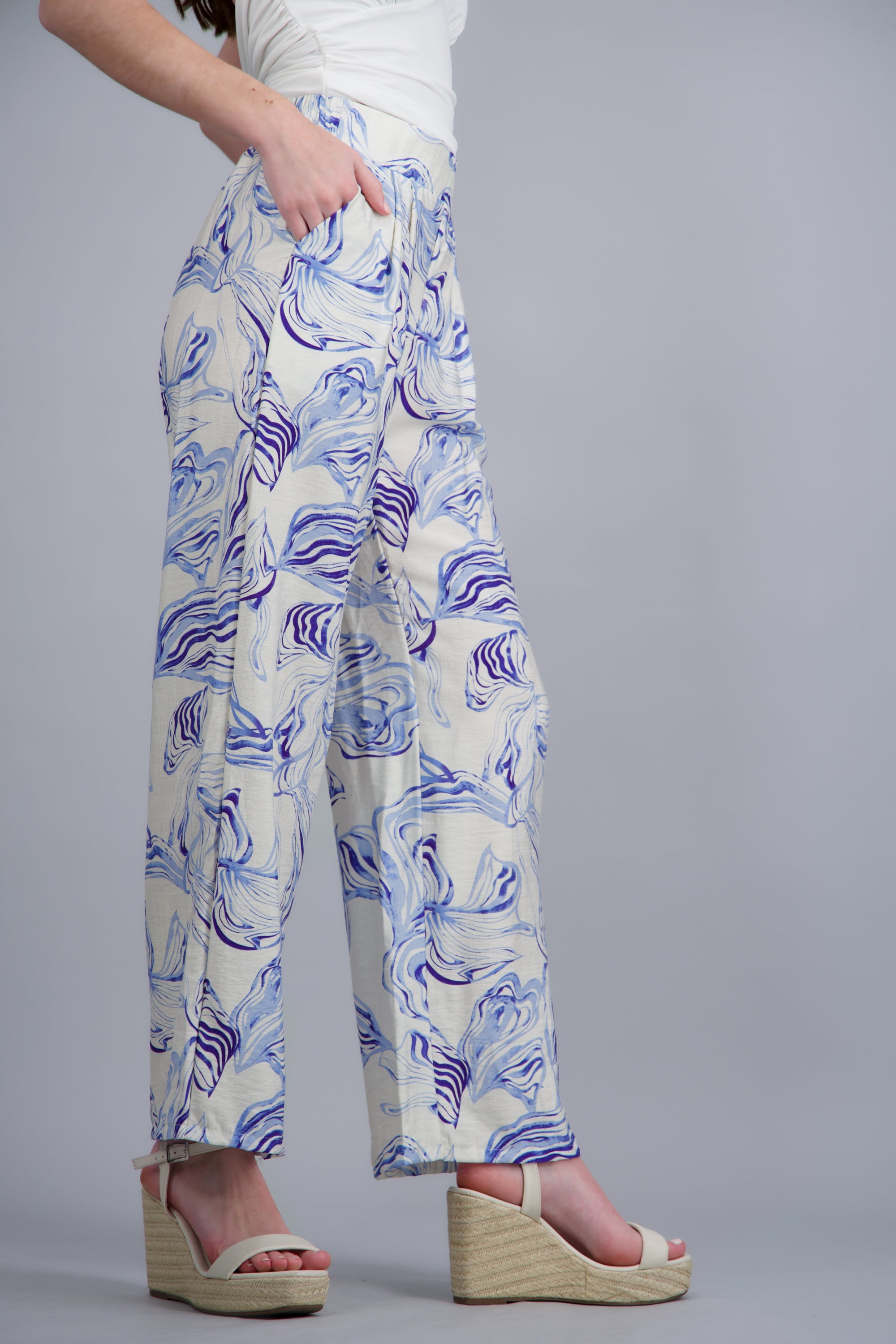 Pantalón wide leg estampado AZUL