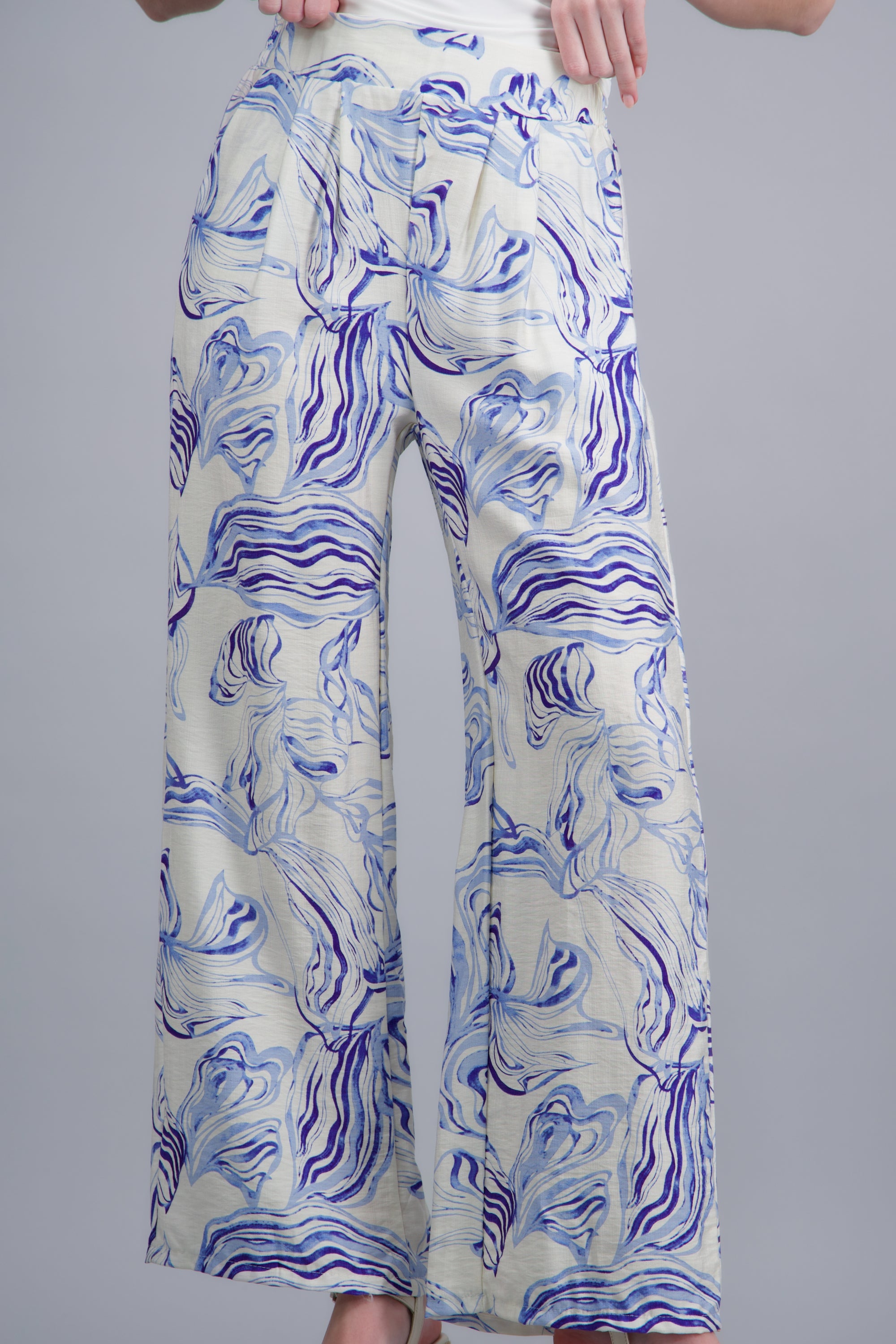 Pantalón wide leg estampado AZUL