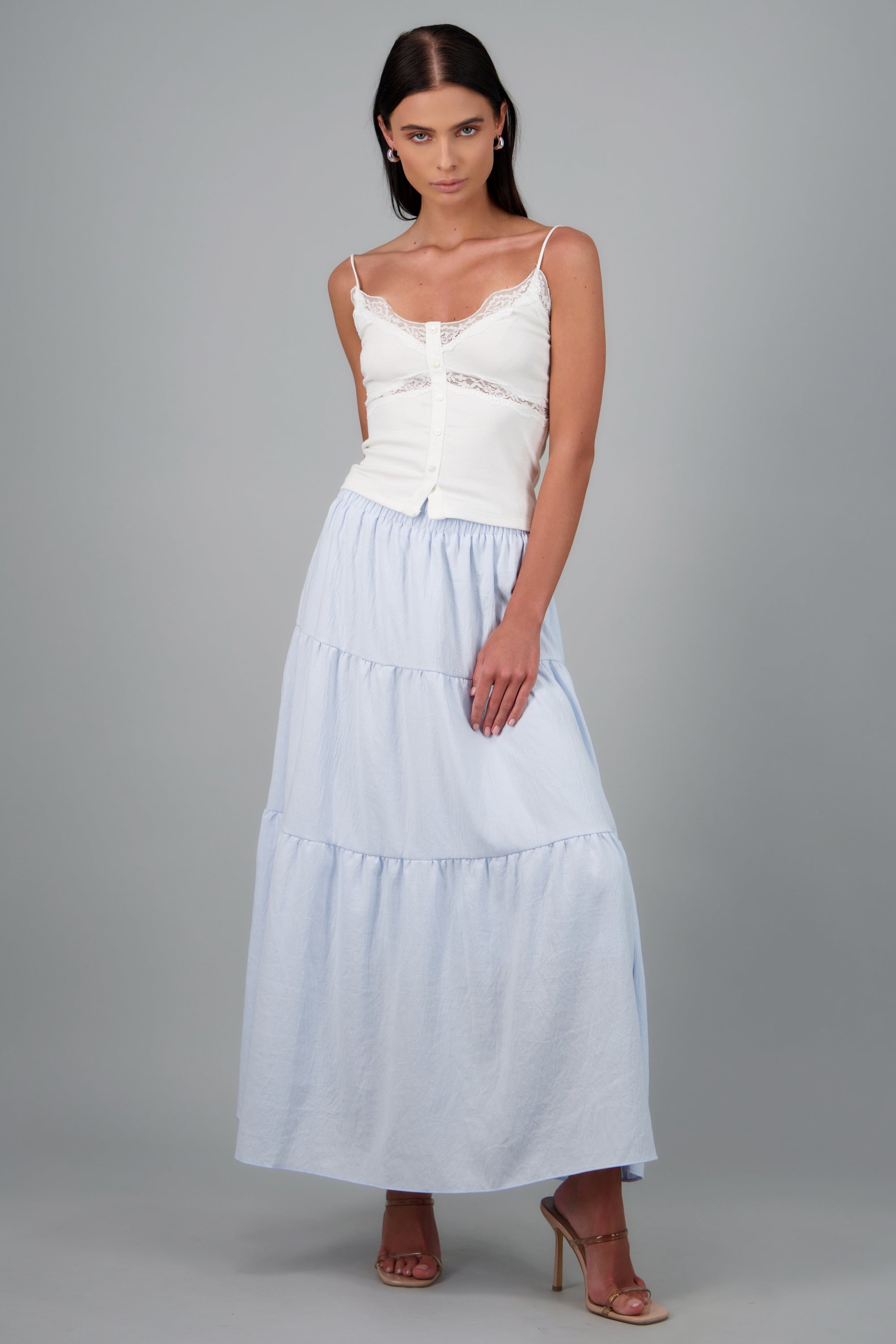 Maxi falda de varios olanes AZUL