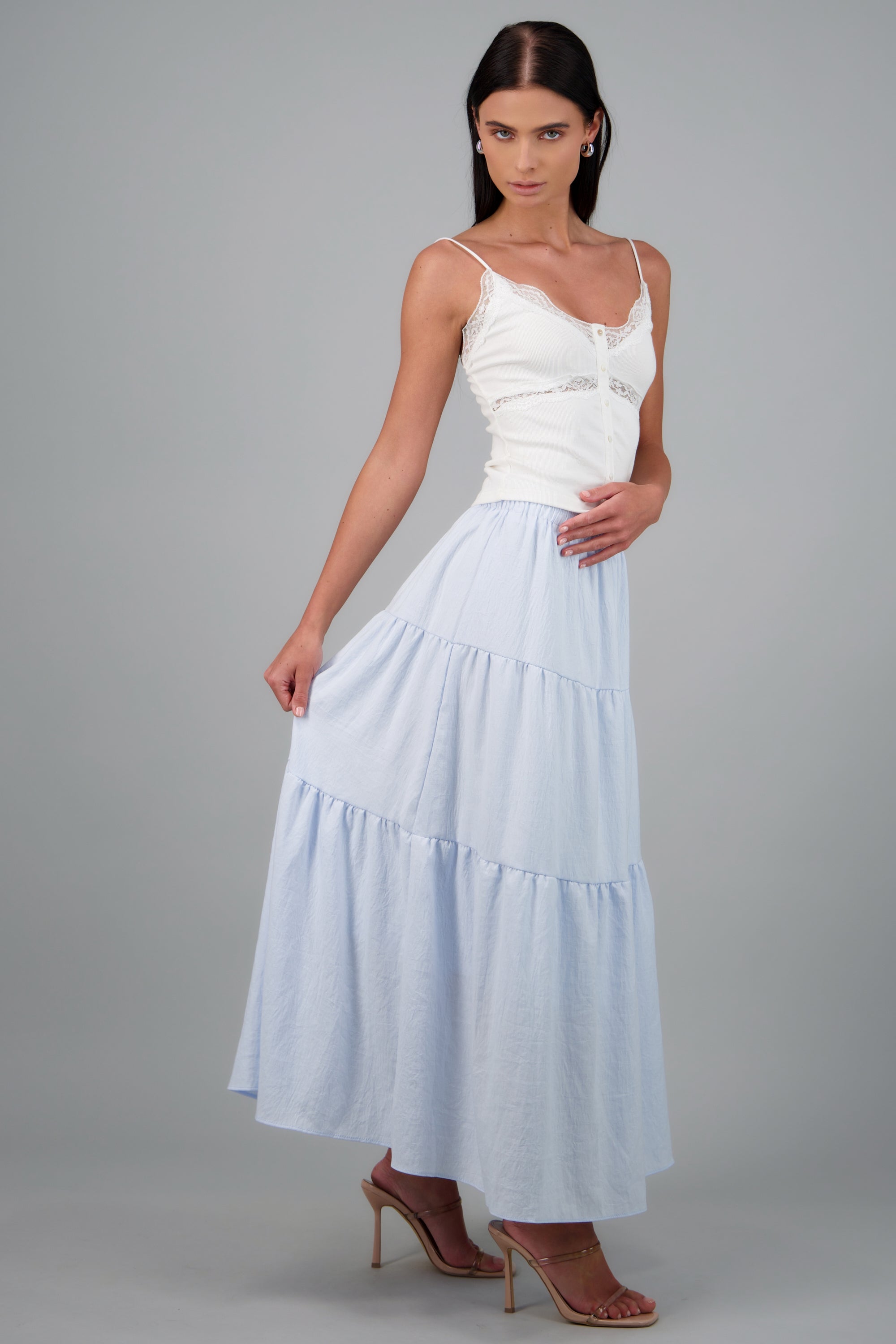 Maxi falda de varios olanes AZUL