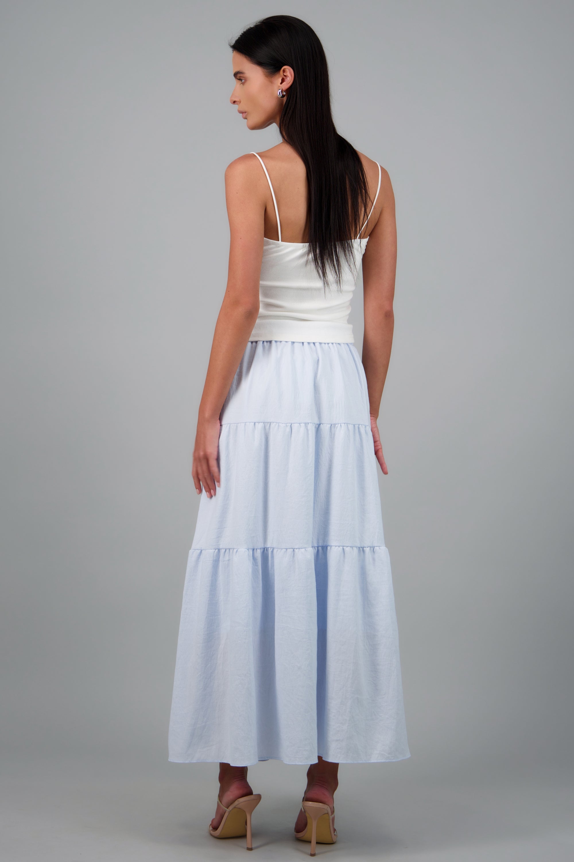 Maxi falda de varios olanes AZUL