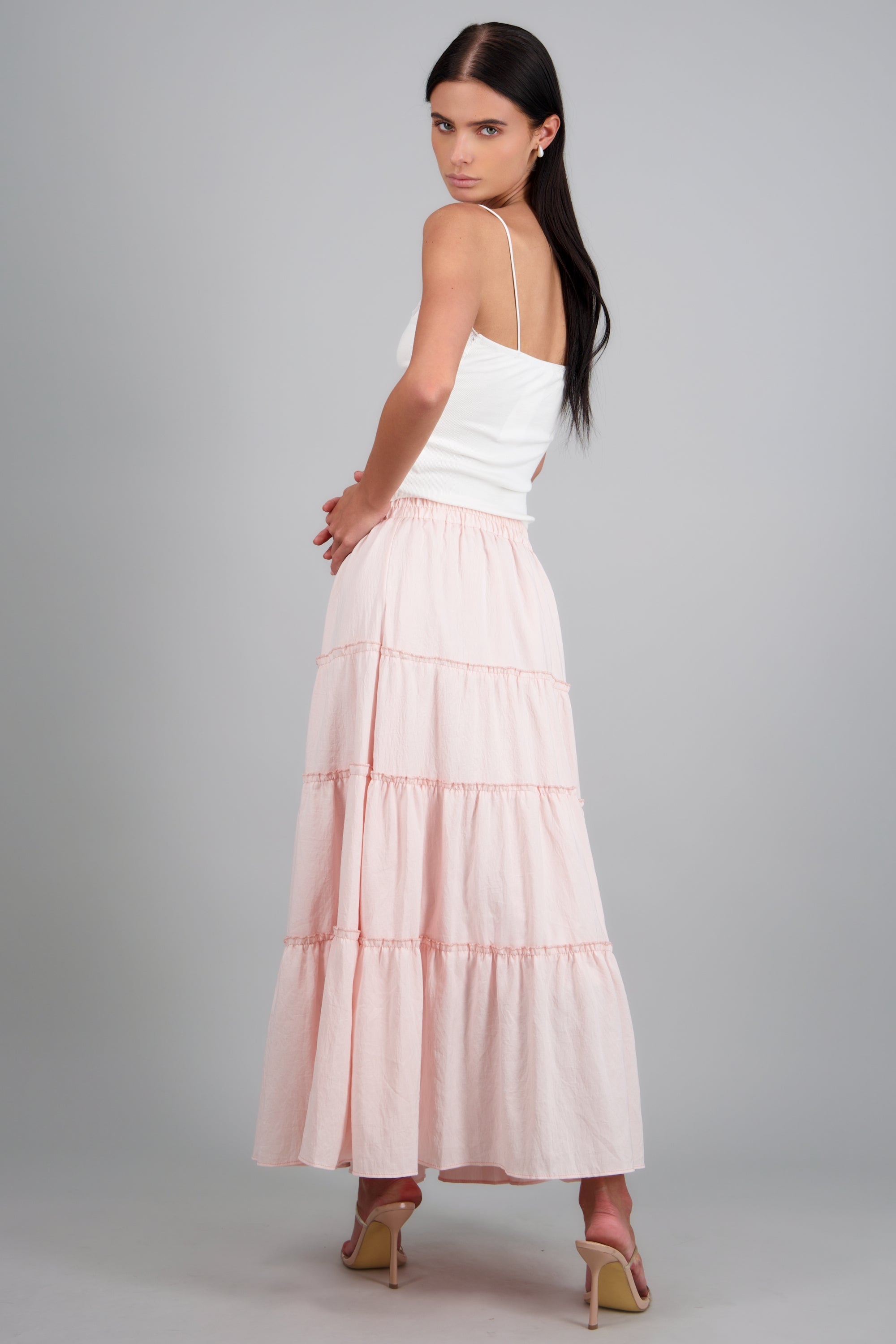 Maxi falda de varios niveles ROSA