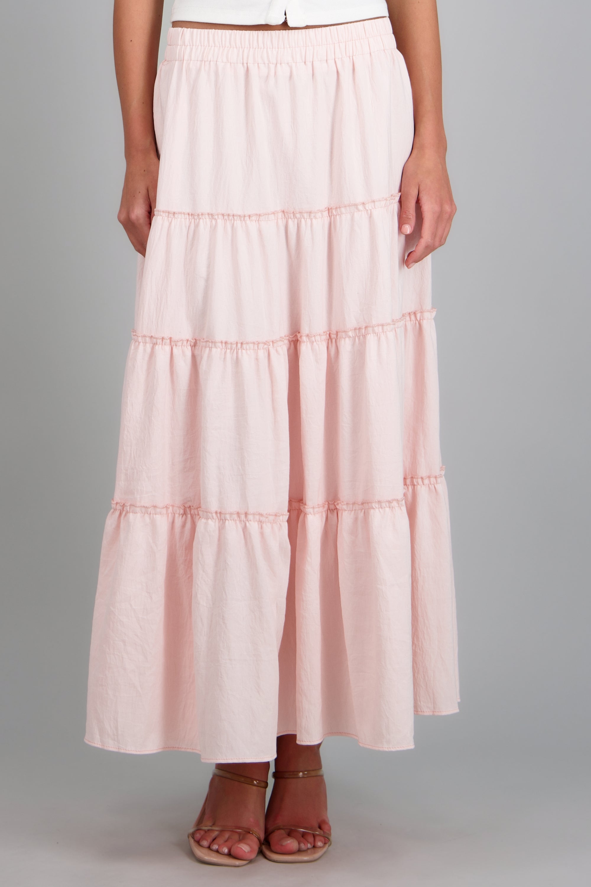 Maxi falda de varios niveles ROSA