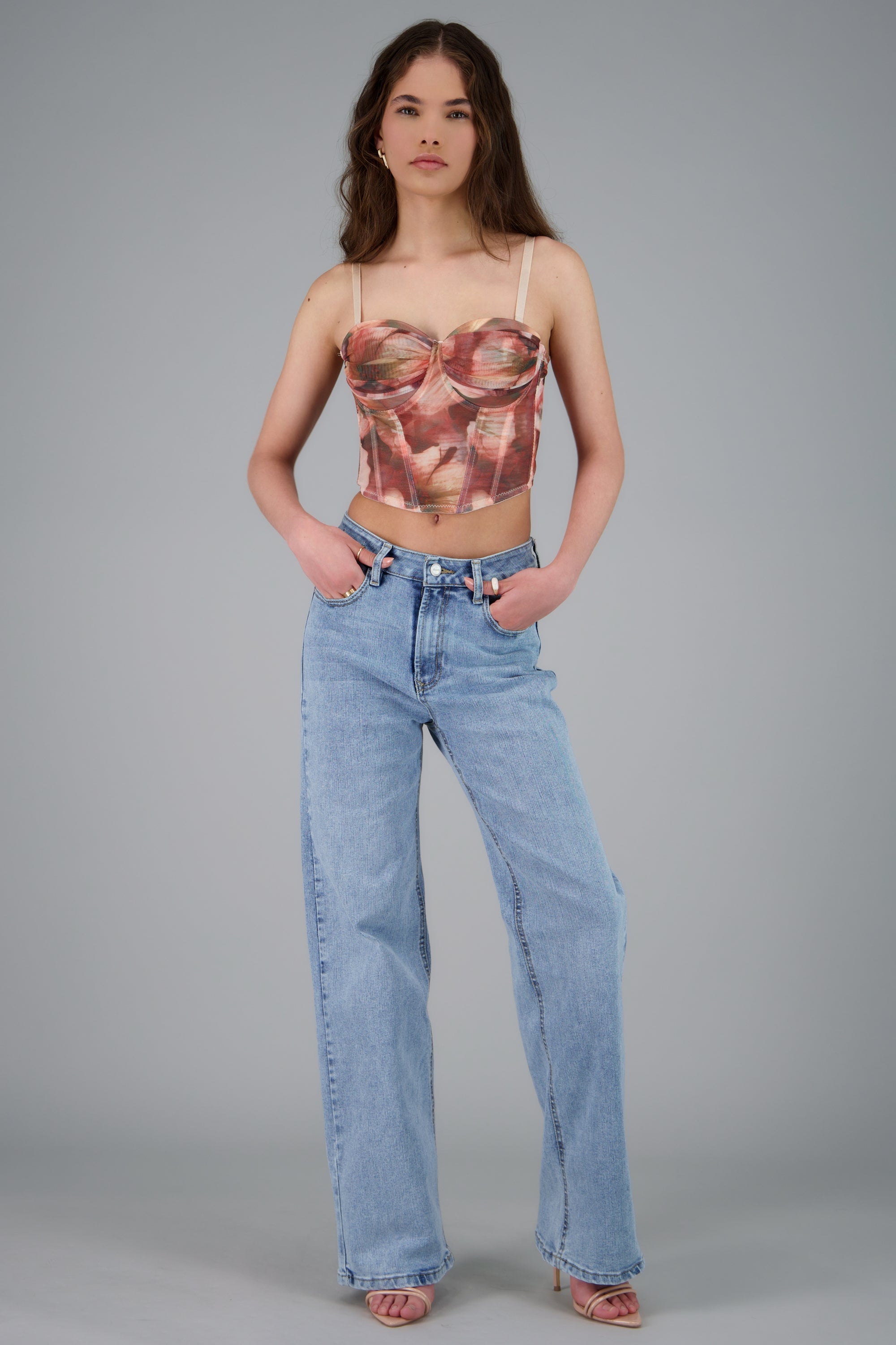Corset varillas estampado ROSA COMBO