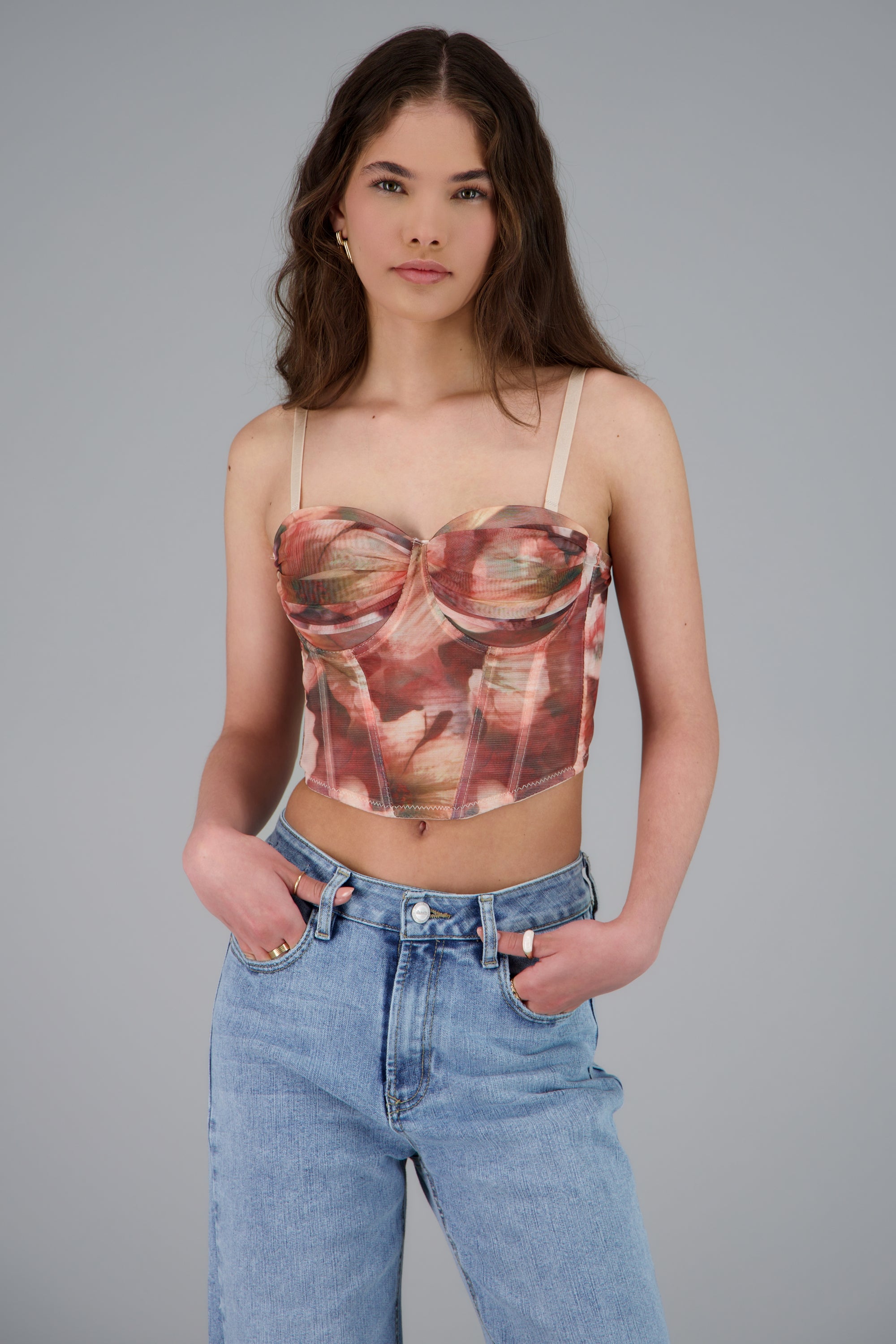 Corset varillas estampado ROSA COMBO