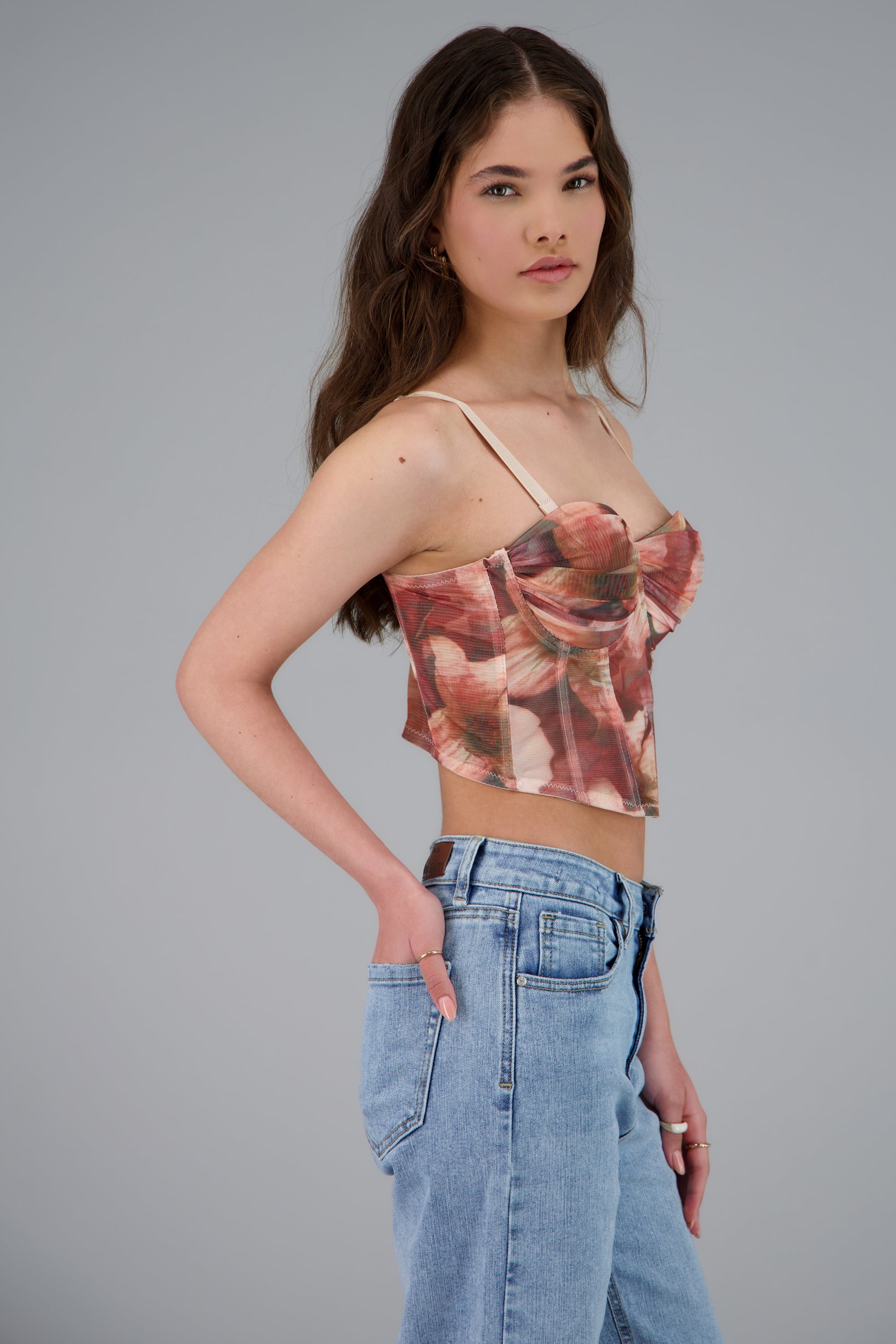 Corset varillas estampado ROSA COMBO