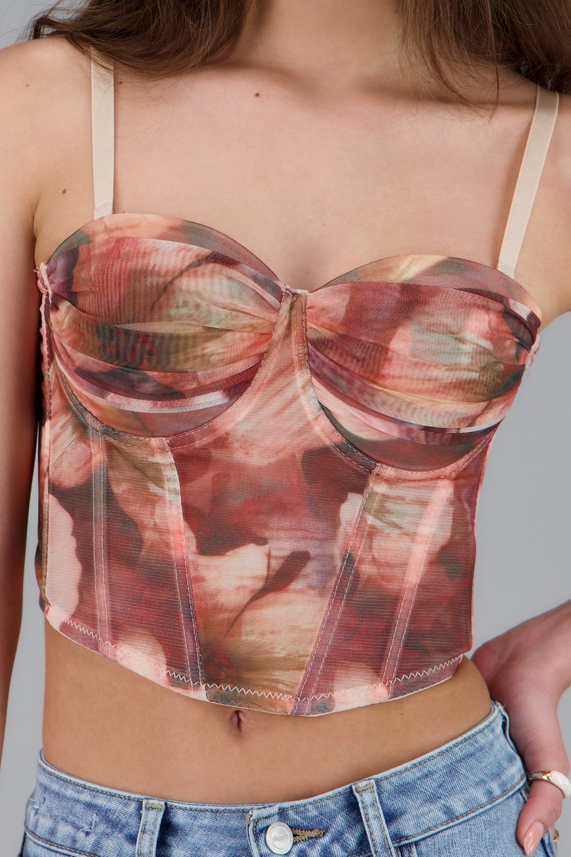 Corset varillas estampado ROSA COMBO