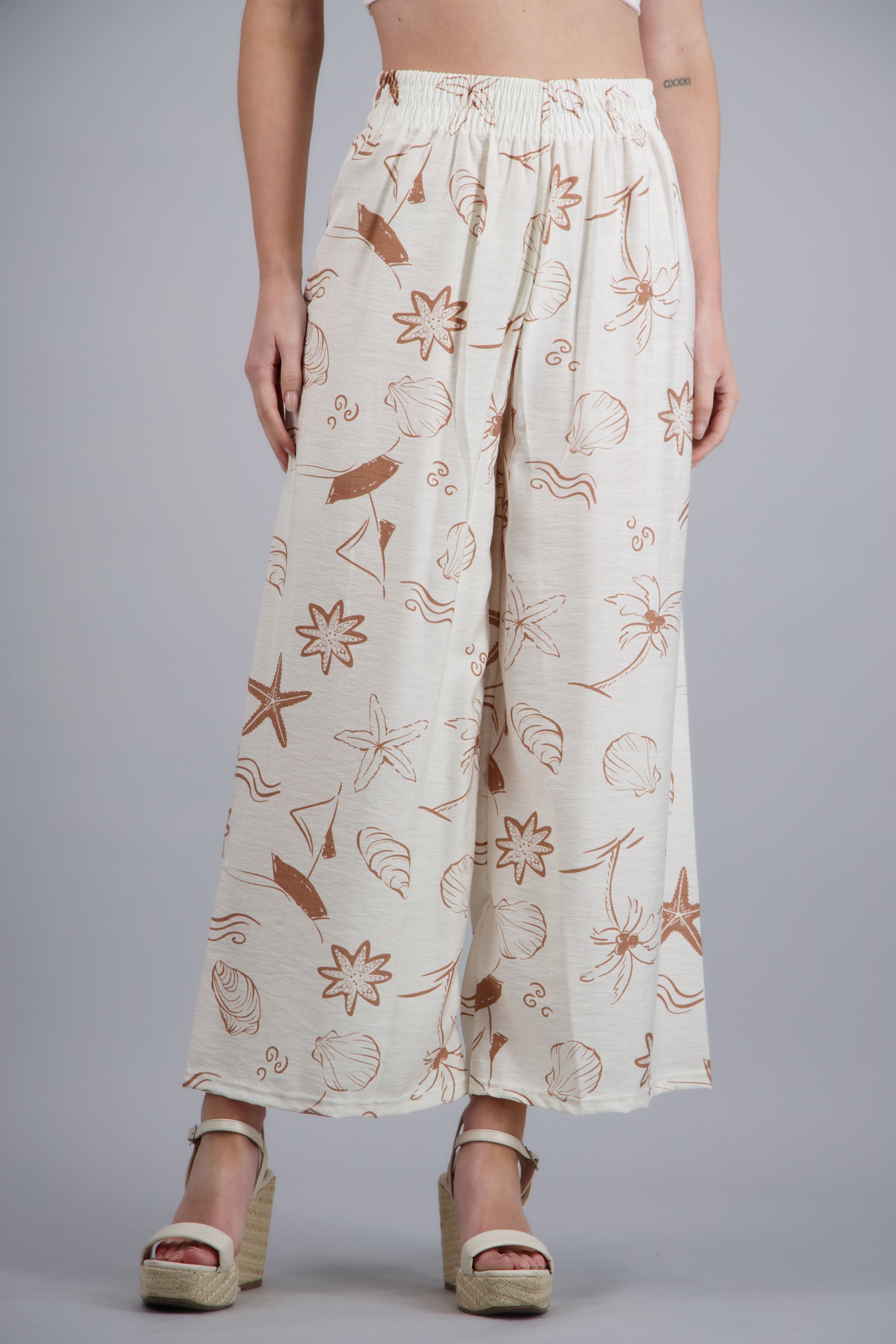 Pantalón wide leg de estampados marítimos CAFE COMBO