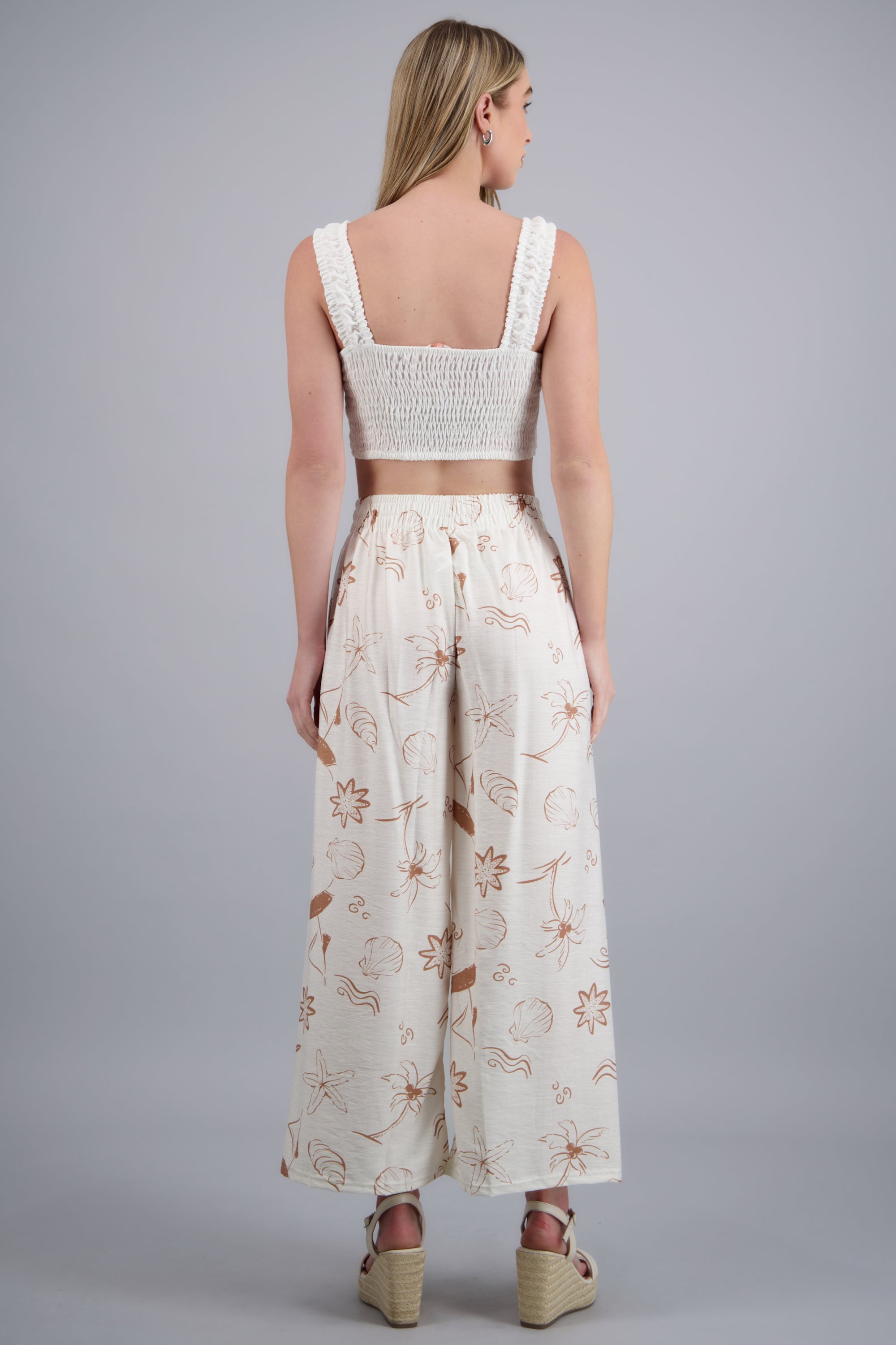 Pantalón wide leg de estampados marítimos CAFE COMBO