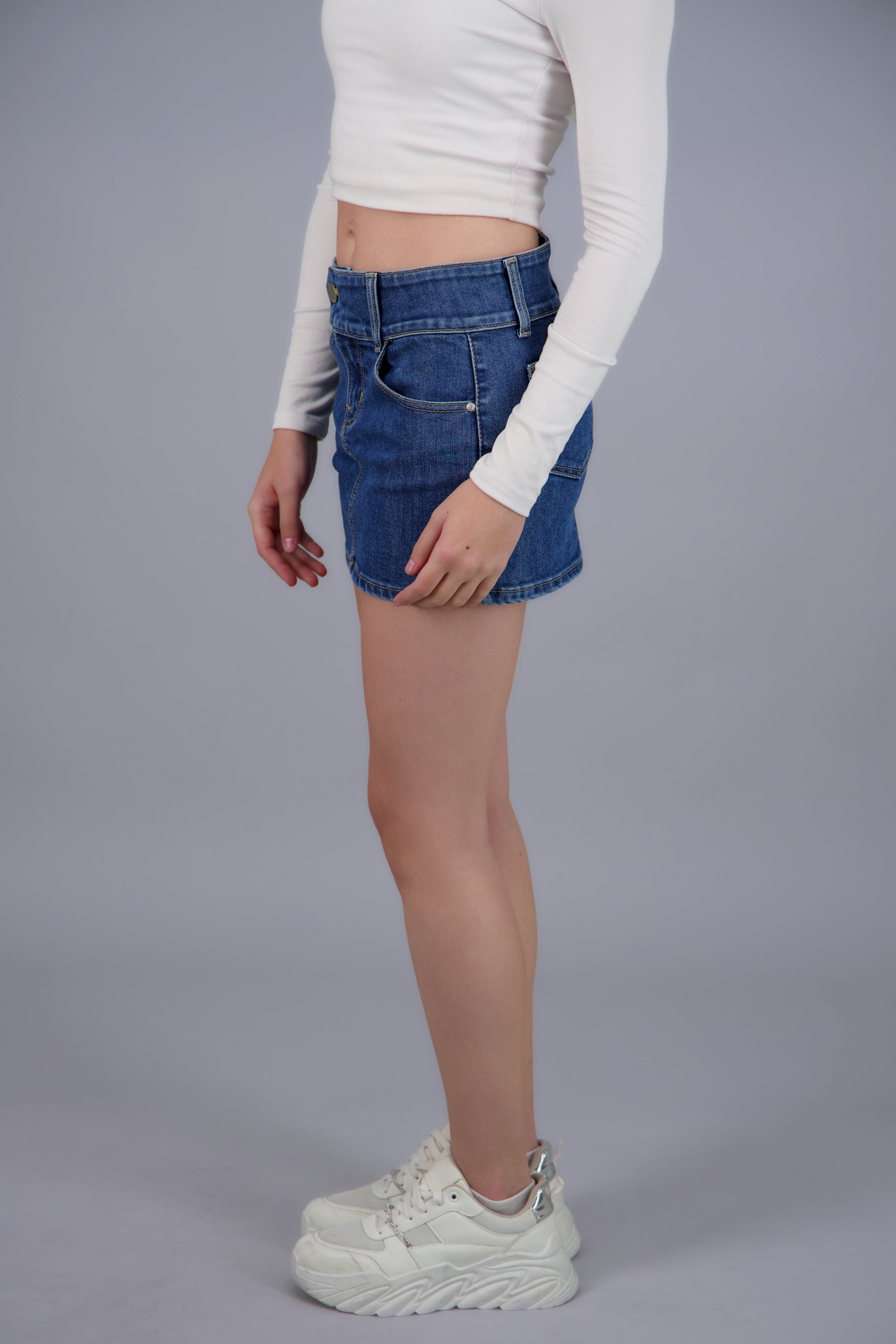 Falda recta pretina ancha MEDIUM WASH